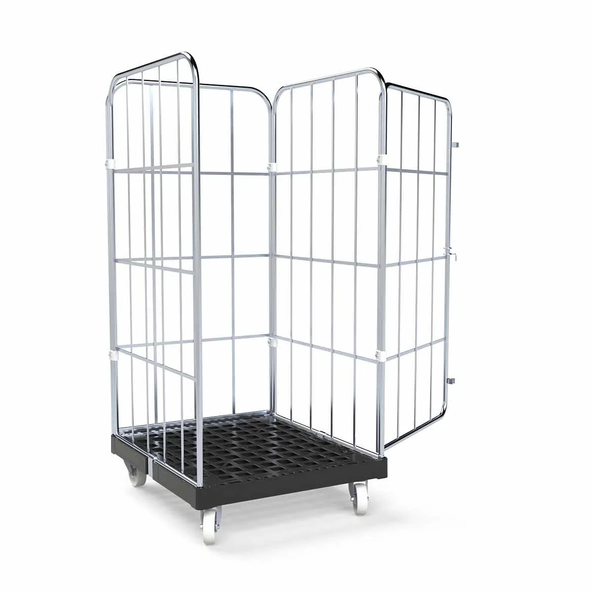 Pojemnik na kółkach 1350 KU RC czarny, 724 x 815 mm, typ 4-stronny, 1 ścianka przednia, Cr 3