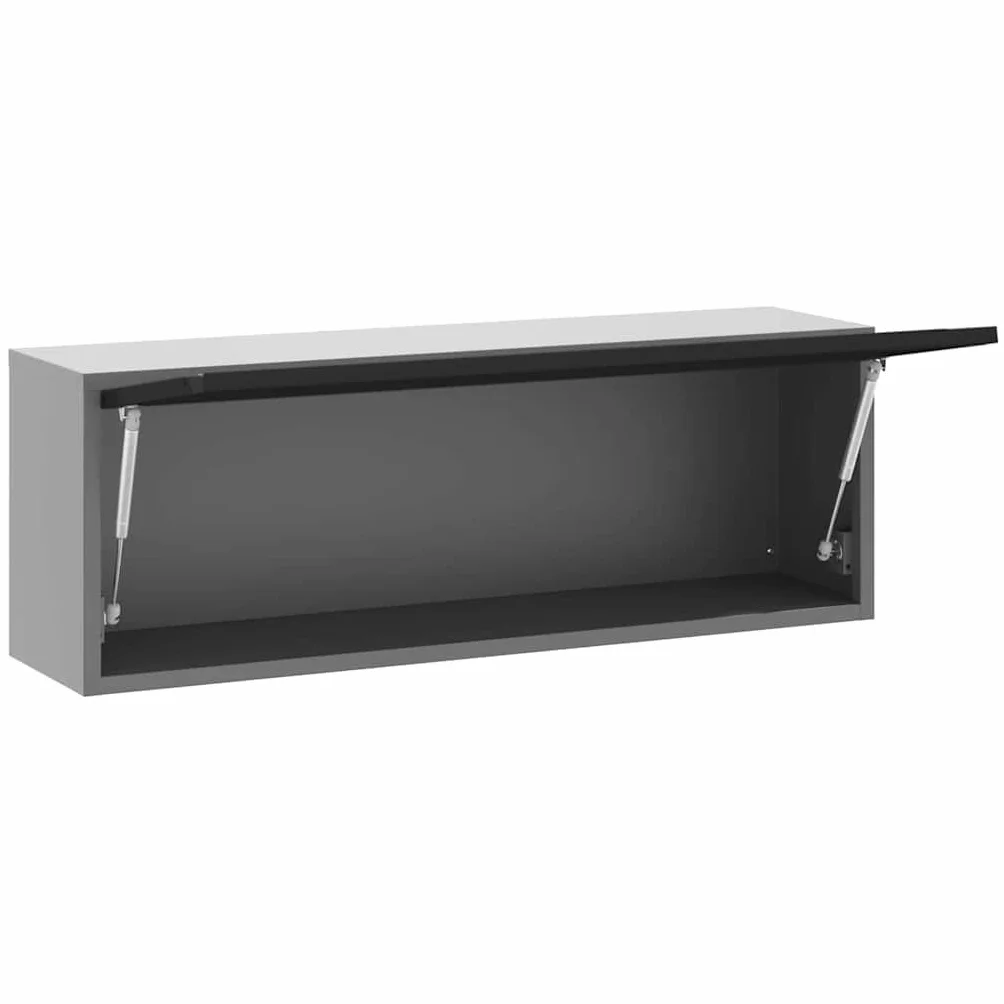 Szafa narzędziowa ze stali i materiału drewnopochodnego, czarno-szara, 100 x 25 x 35 cm, z szafką z szufladami, wózkiem na kółkach, półką do warsztatu, garażu i przechowywania materiałów