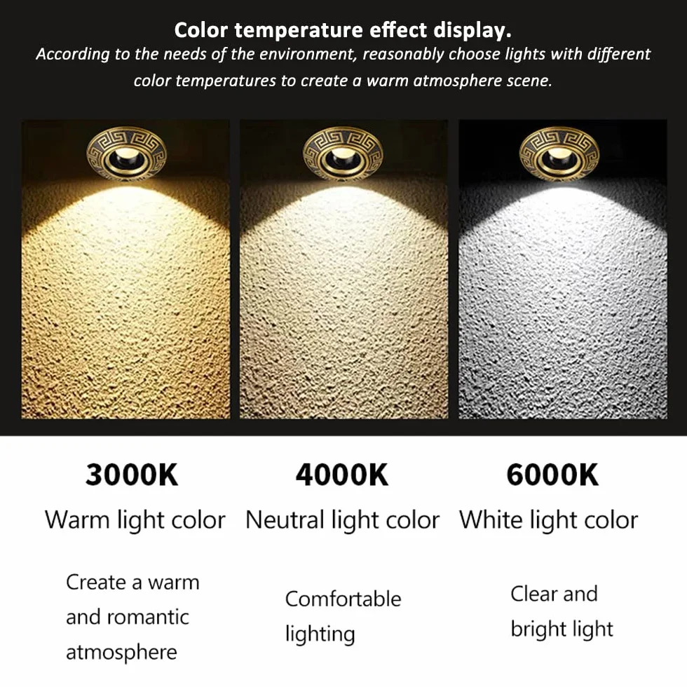 Mosiężny reflektor wpuszczany LED ze złotą obwódką (5 sztuk), lampa sufitowa 2,5/3,5", kształt gałki ocznej 3 W 5 W 7 W 10 W 12 W Reflektor bez obudowy okrągła tarcza światło 3000 K | 40