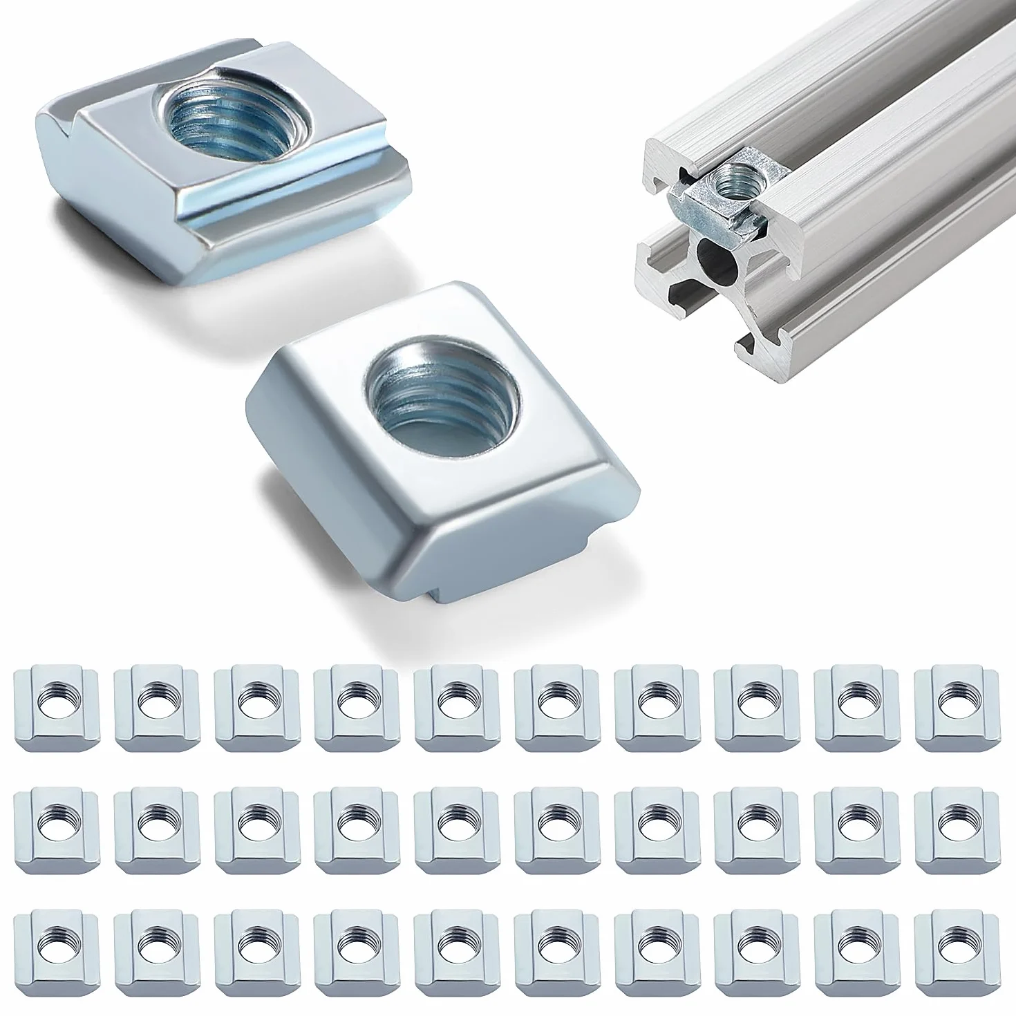 30 Sztuk 20 Series M5 Nakrętka z Rowkiem T, Nakrętki Ślizgowe T, Nakrętka z Młotkowym T-Slot, do Szczeliny 6 mm 2020 2040 2060 Aluminiowy Profil Wytłaczany