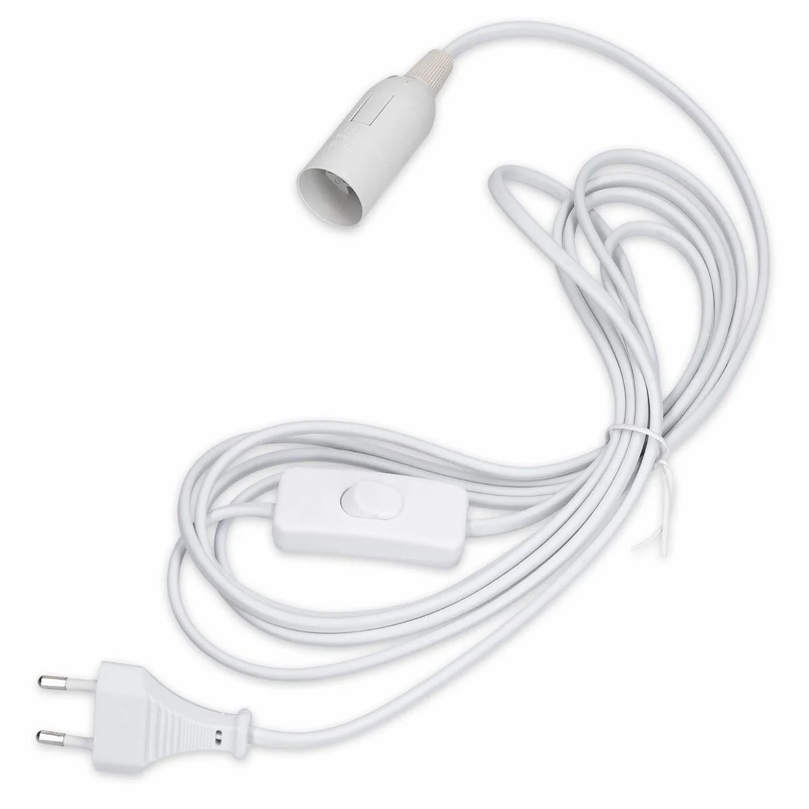 kwmobile Oprawa lampy E14 z przełącznikiem – oprawka E 14 biała z kablem sieciowym 3,5 m – zawieszenie lampy wiszącej
