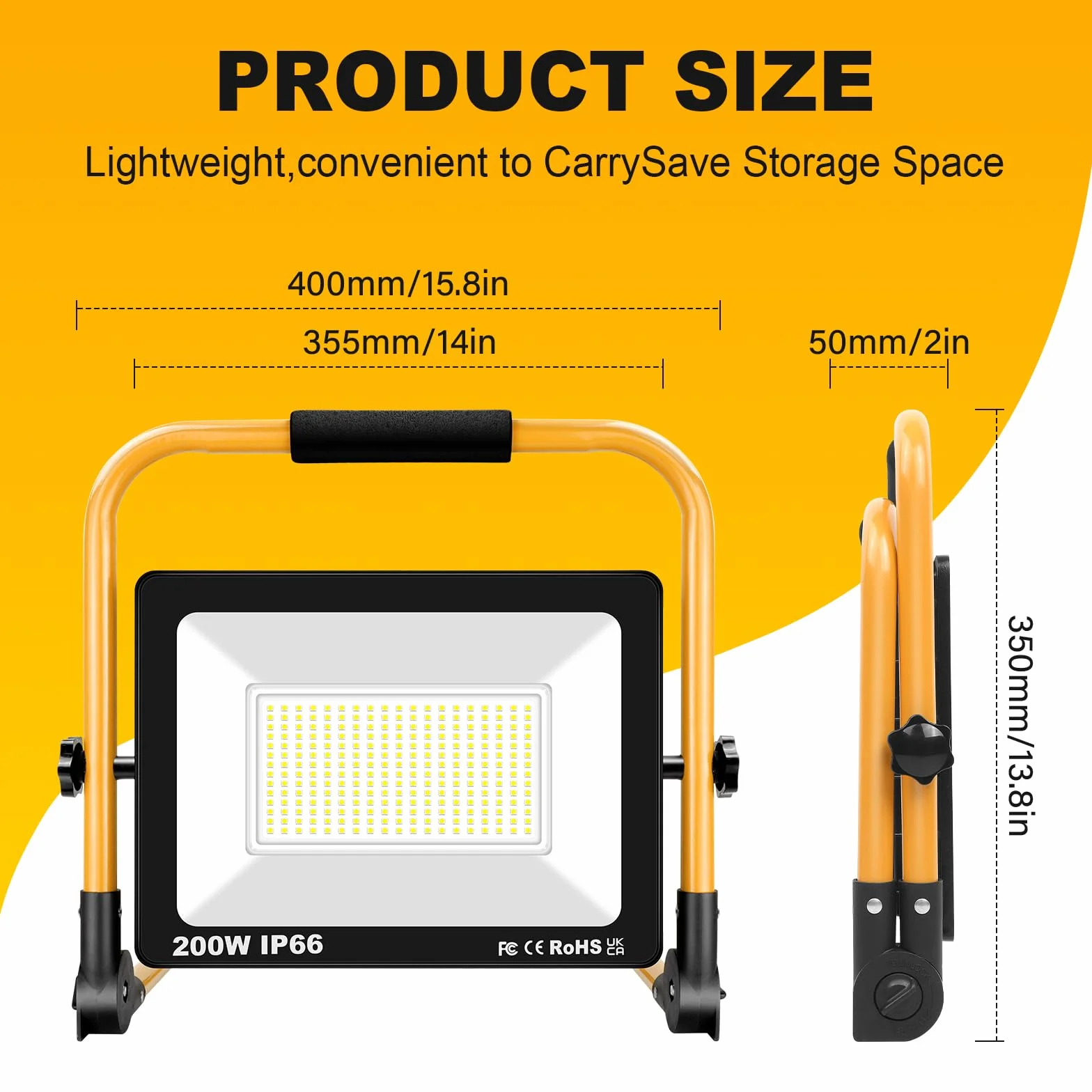 RIGIDON Przenośna lampa robocza LED, 200 W, 20000 lumenów, 175 V do 265 V, oświetlenie placu budowy, światło przeciwpowodziowe do domu, warsztatu, garażu, ogrodu, bezpieczeństwa na zewnątrz, 6000 K | 20000 lm, kabel 3 m, 6000K biały, wodoodporny IP66, ref