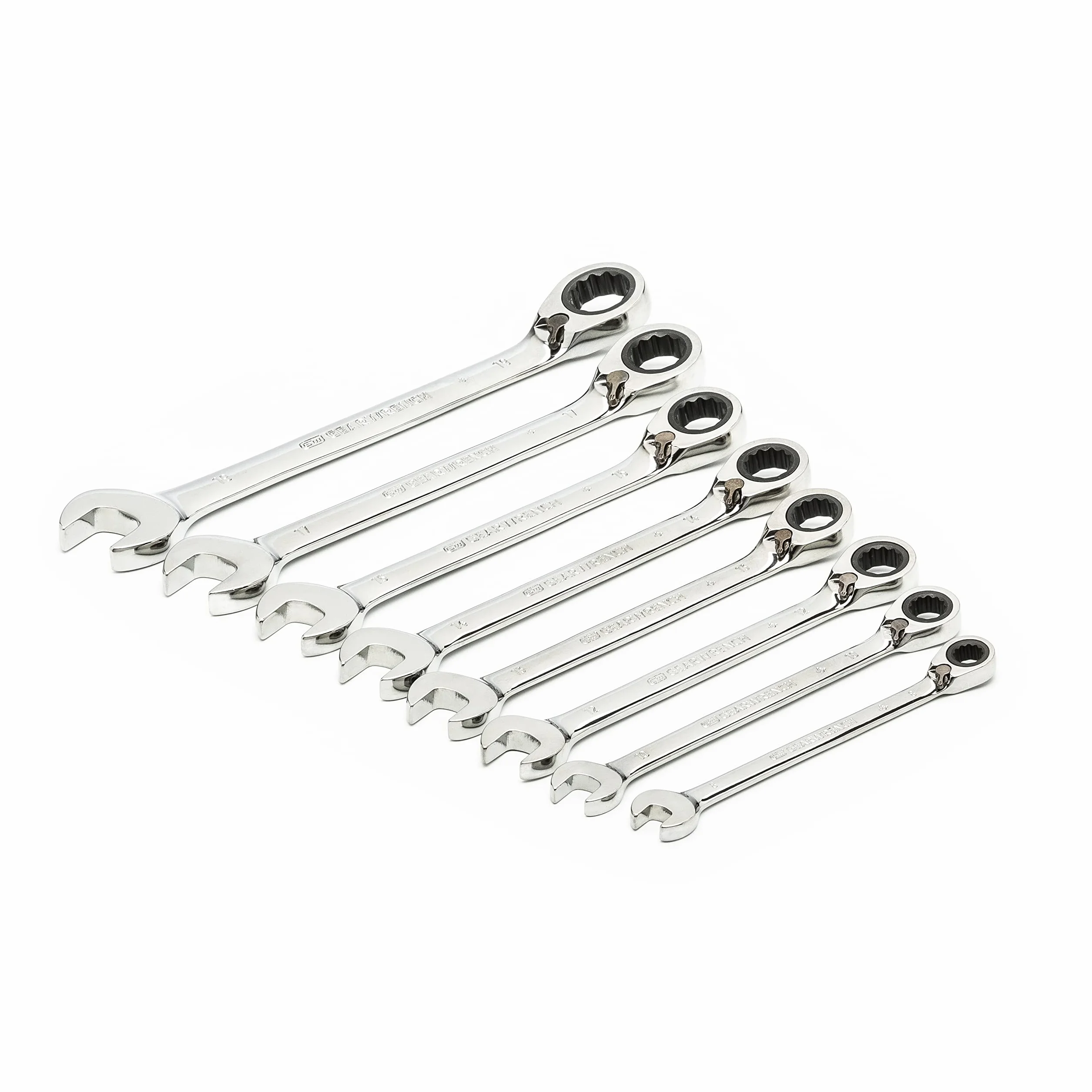 GearWrench 8 szt. 12-częściowy zestaw kluczy płasko-oczkowych z grzechotką, metryczne - 9543