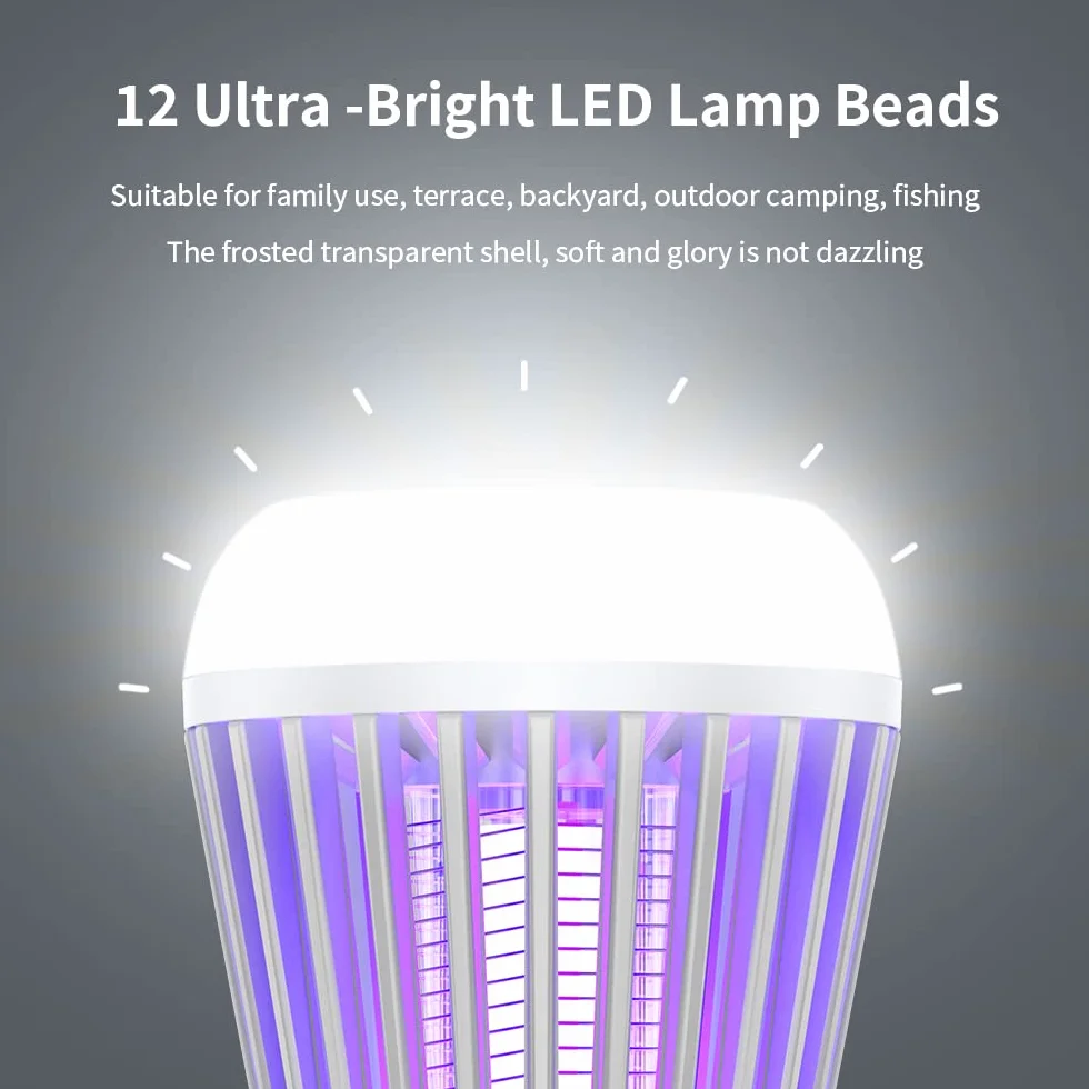 Lampa owadobójcza na komary UV 2000 V ładowalna LED kempingowa