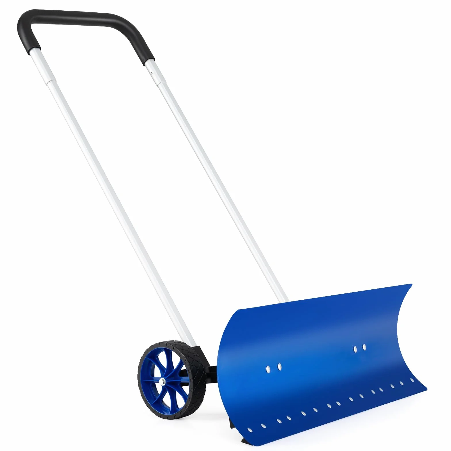 COSTWAY Łopata do śniegu na kółkach, tarcza do śniegu 95 cm, z regulacją wysokości, szufla do śniegu z obustronnie nachylonym ostrzem, odśnieżarka aluminiowa, składana, zajmuje mało miejsca