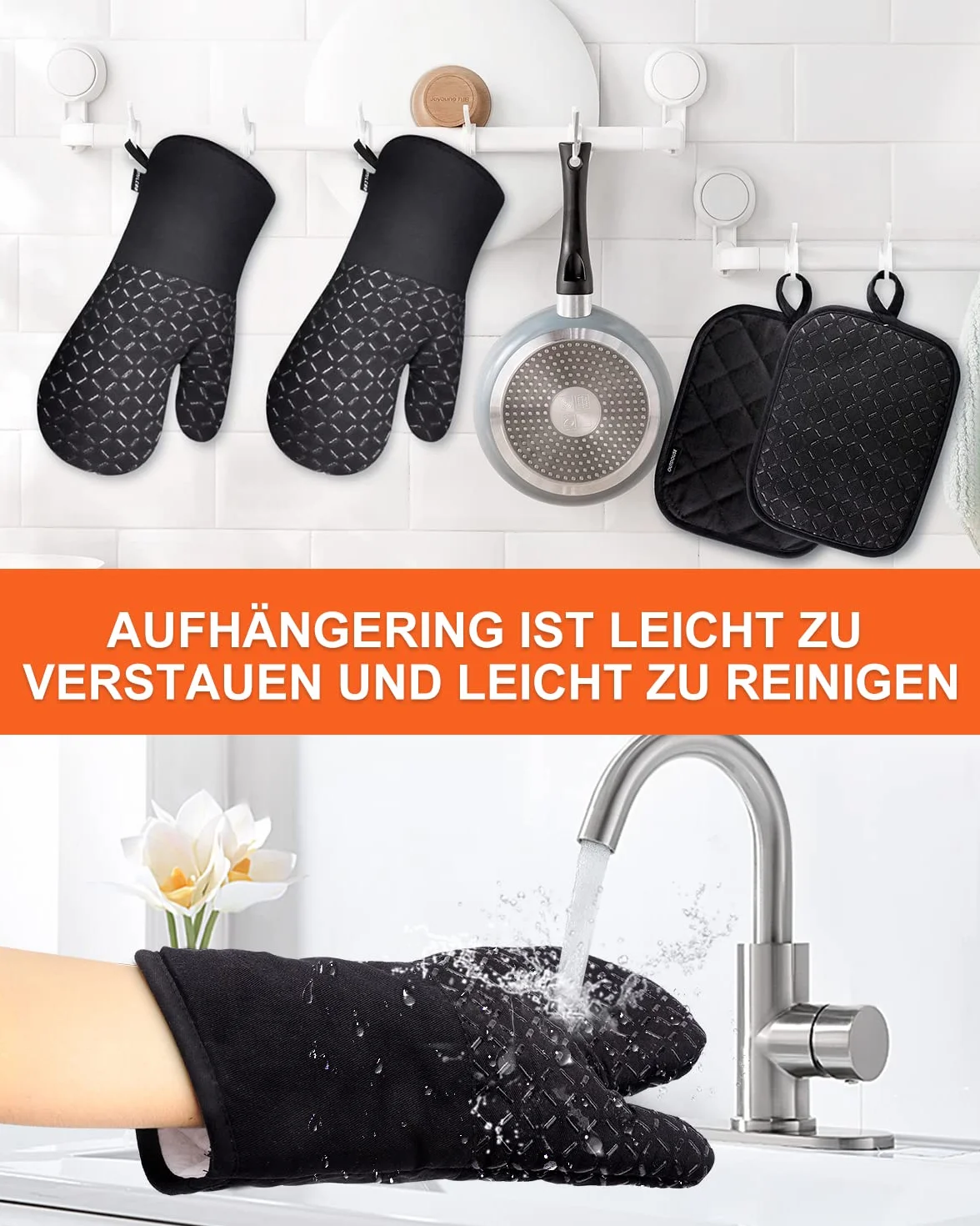 Rękawice kuchenne odporne na wysokie temperatury zestaw 4 sztuk