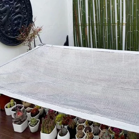 Aluminiowa siatka zacieniająca 55% UV 4x5m z przelotkami do szklarni i patio