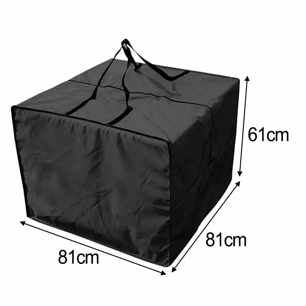 Torba do przechowywania na zewnątrz z uchwytami tkanina Oxford 420D wodoodporna pokrowiec na meble ogrodowe do przechowywania mat 81 x 81 x 61 cm (czarny)