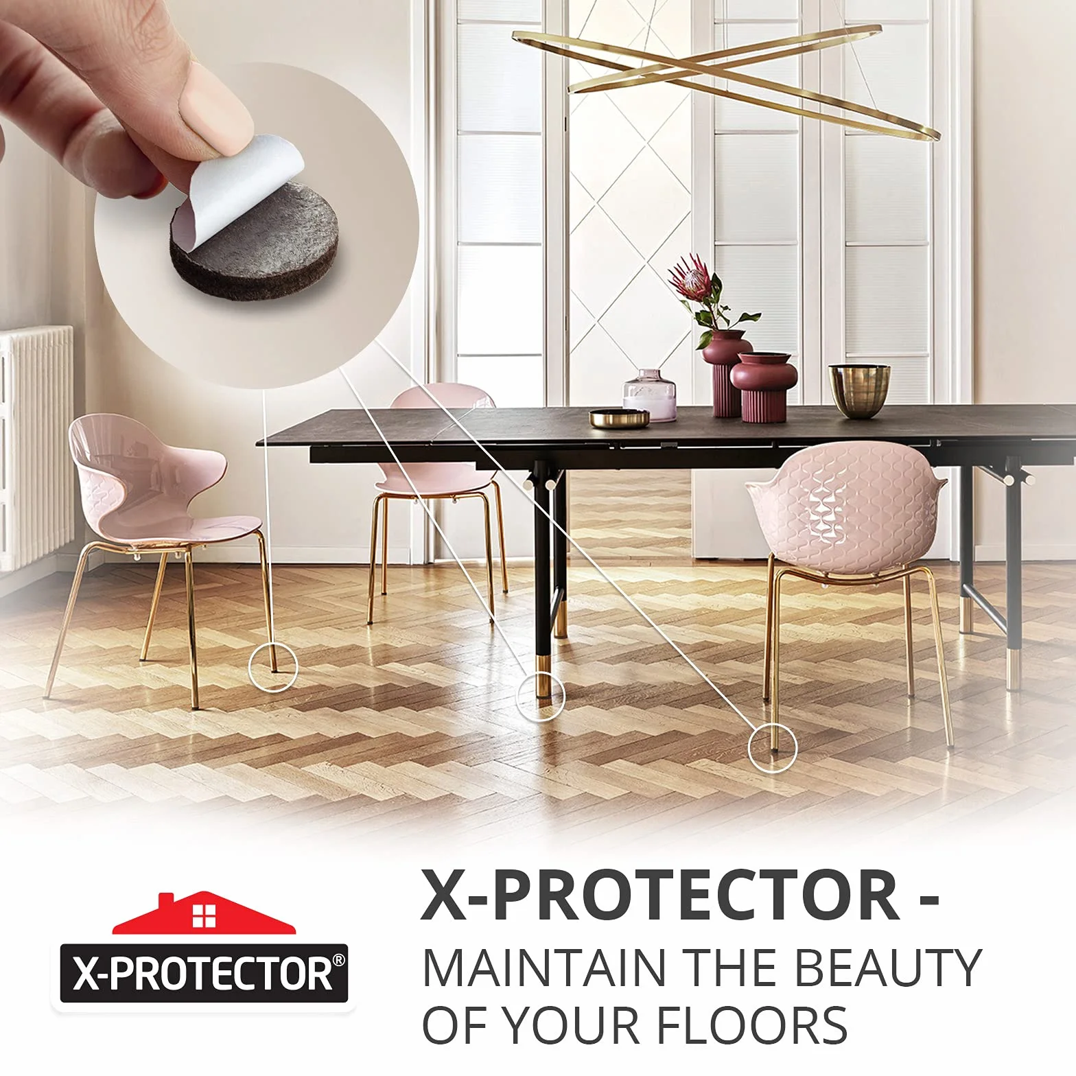 Filcowe podkładki meblowe X-PROTECTOR - 48 Premium Samoprzylepne podkładki Ochrona podłogi - Filcowe podkładki do Nóżki mebli - Najlepsze Podkładki meblowe do podłóg - Chroń swoje twarde podłogi!