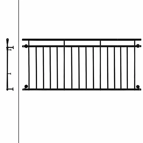 ECD Germany balkon francuski 225 x 90 cm czarny matowy stal malowana proszkowo balustrada balkonowa