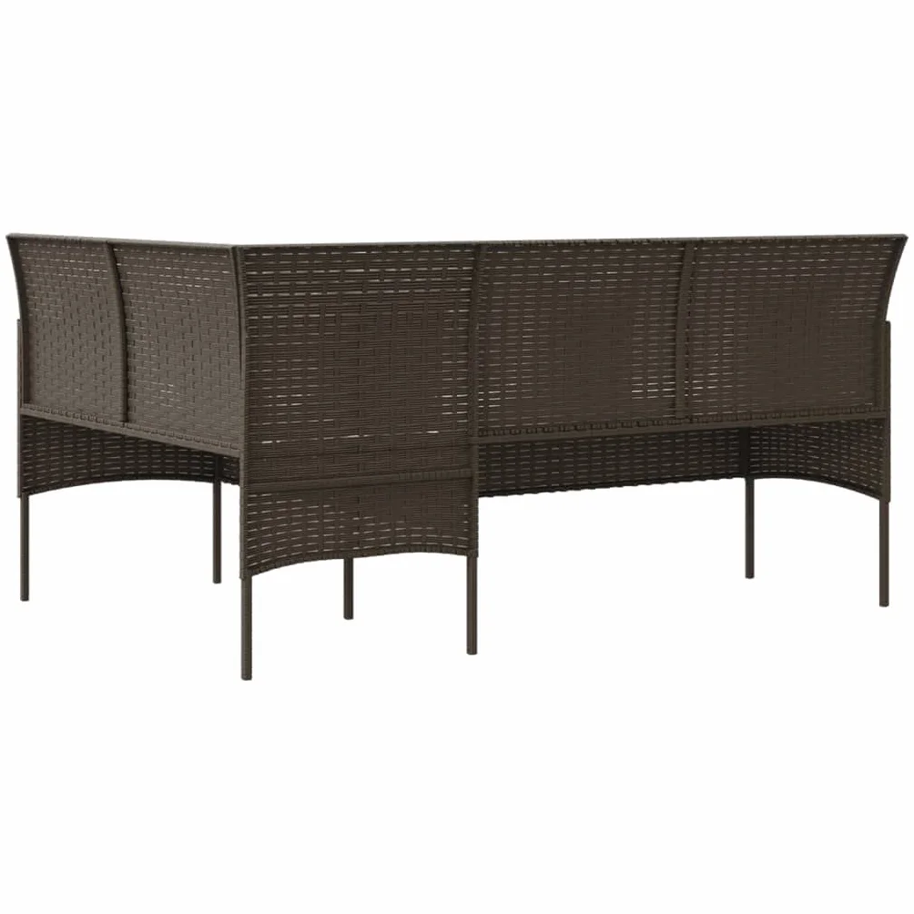 vidaXL Sofa w kształcie litery L, z poduszkami, polirattan, brązowa