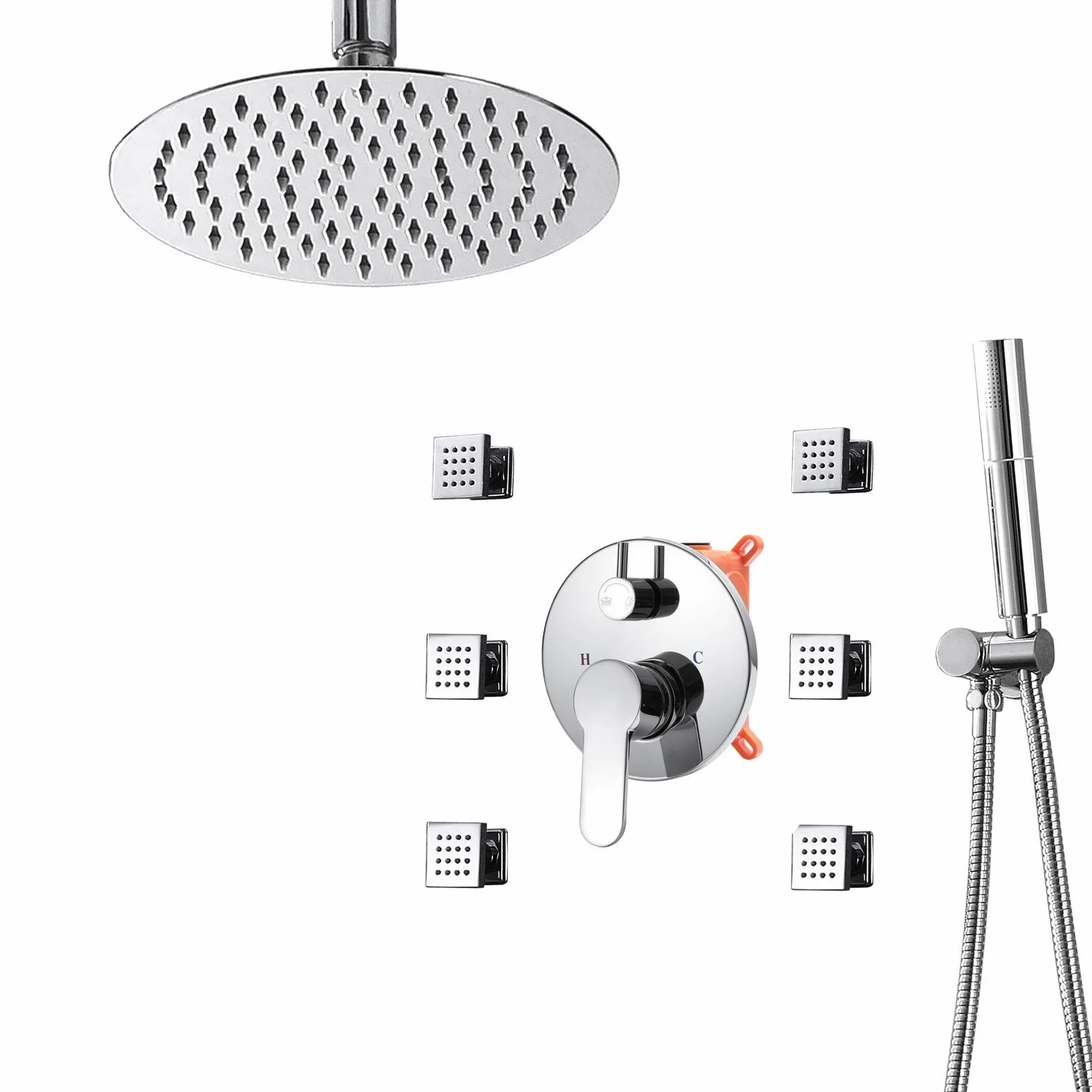 Nowoczesny czarny kwadratowy system deszczownicy z obrotowym uchwytem sufitowym 25 cm nad głową słuchawką prysznicową słuchawką prysznicową i wężem 1,5 m łazienka baterie prysznicowe zestaw opadów