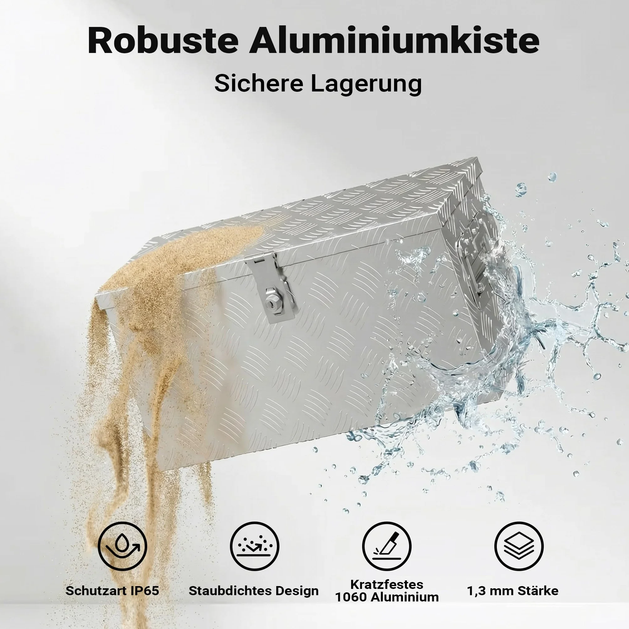 XPOtool Aluminiowa skrzynka na narzędzia o wymiarach 60 x 25 x 30 cm zamykana, z zamkiem i 2 kluczami, uchwyty po bokach