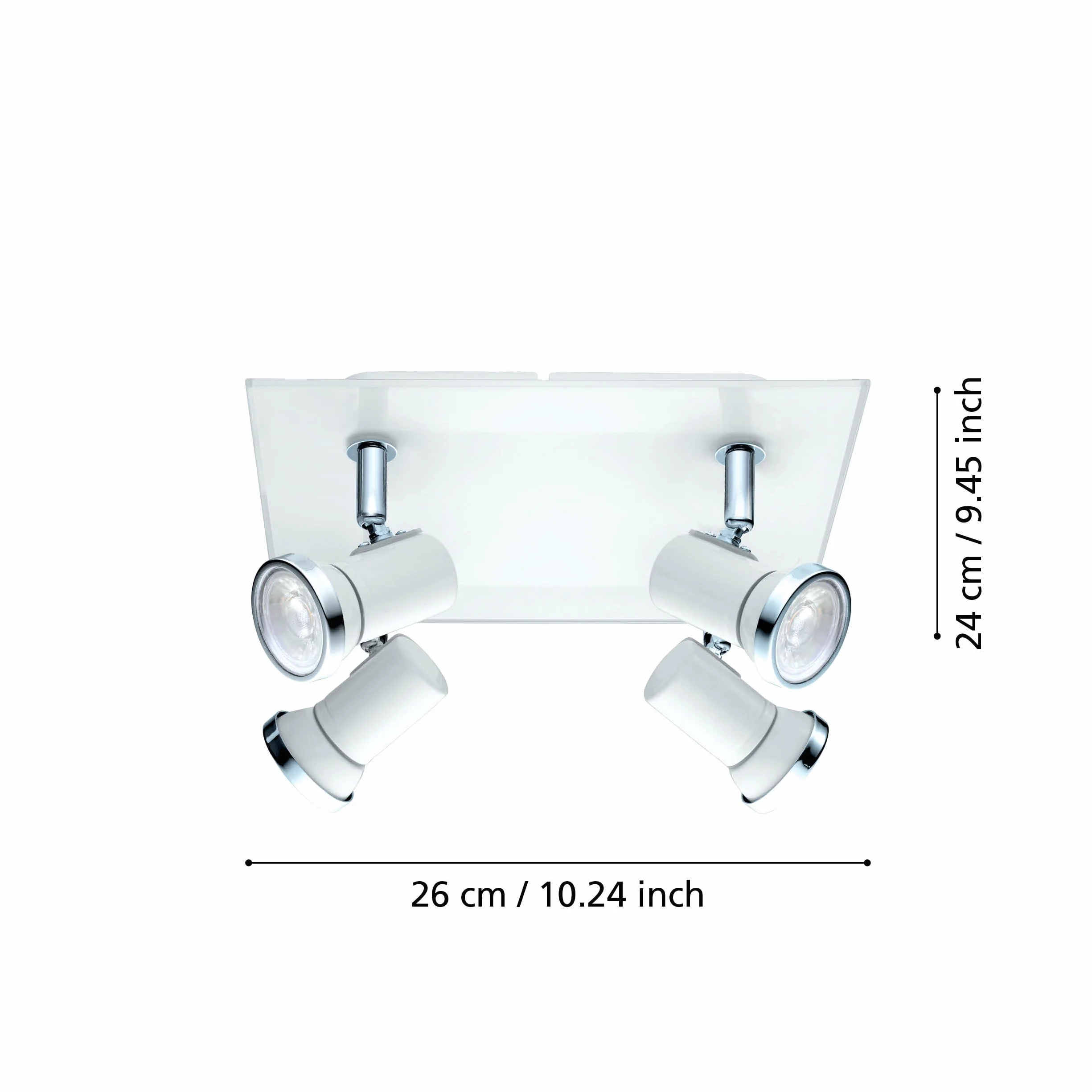 EGLO Lampa sufitowa Tamara 1, 4-płomienna lampa sufitowa | oświetlenie do łazienki, lampa łazienkowa z metalu w bieli i chromie, szkło, reflektory sufitowe, spoty z żarówkami GU10