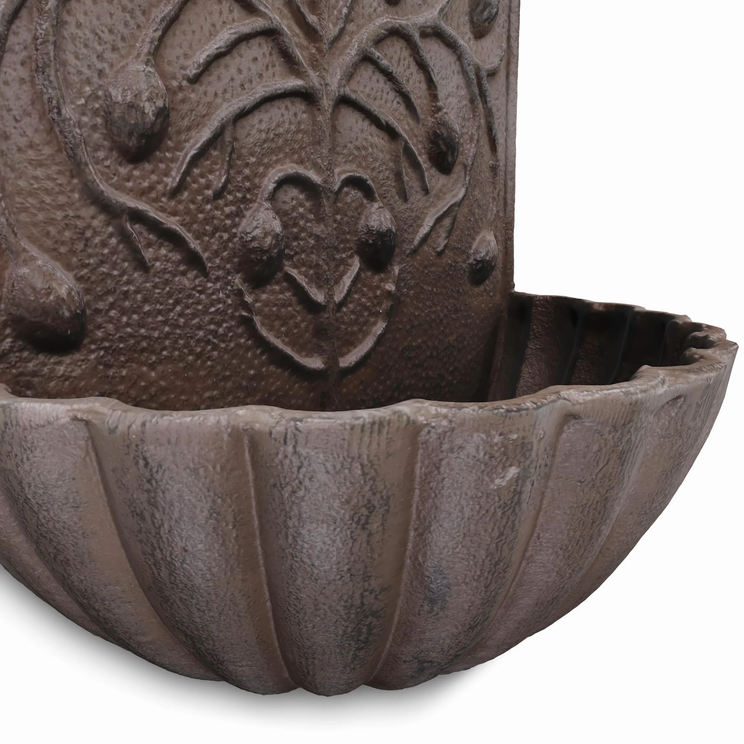 Relaxdays Fontanna naścienna z kranem, umywalka ogrodowa, żeliwo, 40x24x15 cm, brązowa
