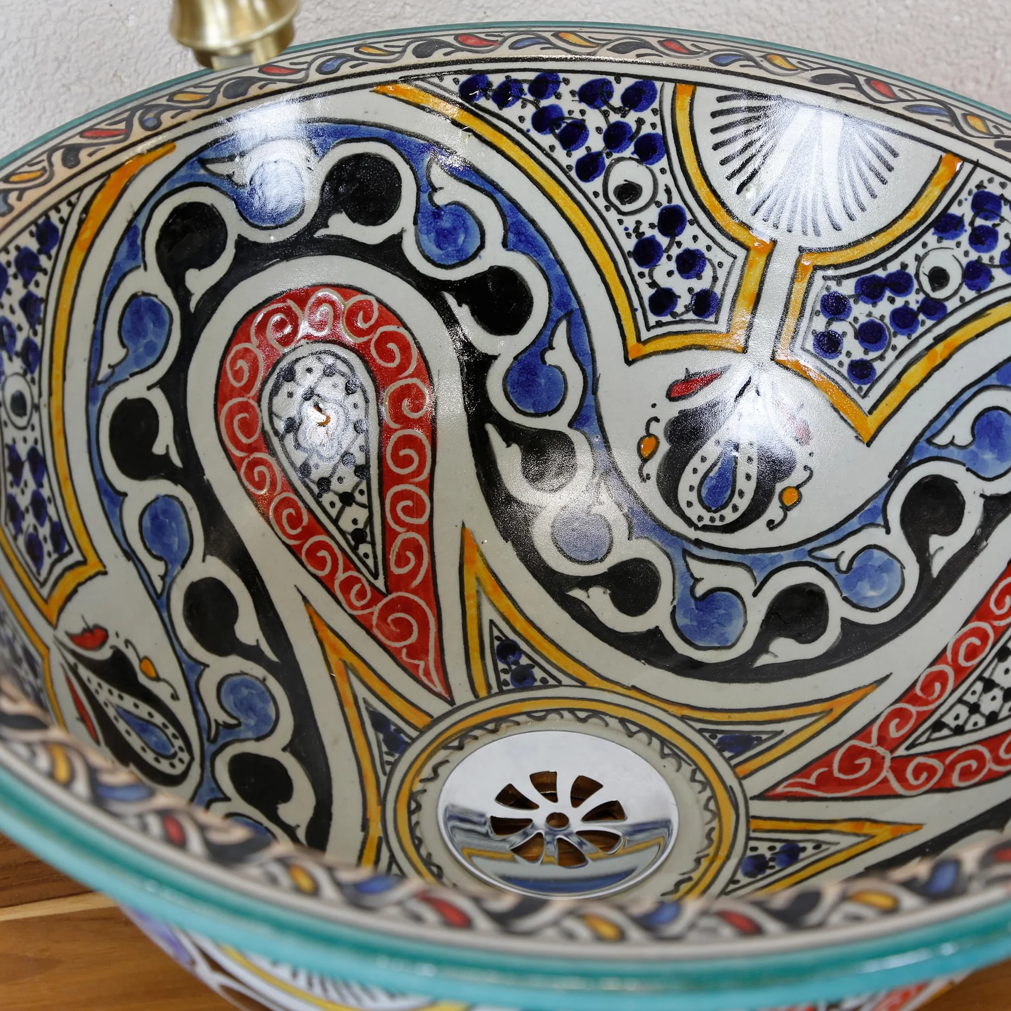 Umywalka nasadowa okrągła, umywalka nablatowa do łazienki i toalety dla gości, umywalka do zabudowy bez otworu na kran i bez przelewu/umywalka ceramiczna