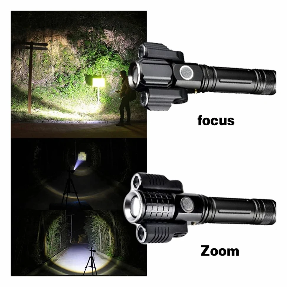 String Lights Odkształcalna latarka LED Super Bright Latarka 1T6 + 2XPE Zoomable 4 tryby oświetlenia Zasilane baterią 18650 na kemping, Oświetlenie festiwalu myśliwskiego (kolor: 4)