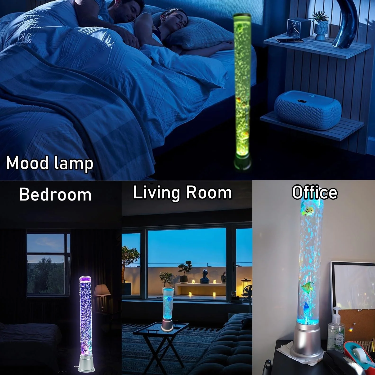 2,5FT Sensoryczna Lampa LED Bubble Fish Tube Podłogowa Lampa Lawowa Z 7 Zmieniającymi Kolor Efektami Świetlnymi Akwarium Lampka Nocna I Prezent Dla Autyzmu