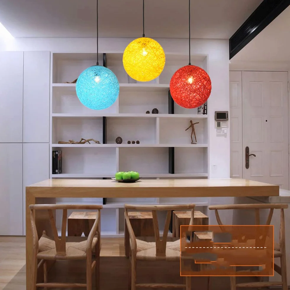 Azjatycki styl bambusowa lampa wisząca w kształcie kuli - 15,7" szeroka drewniana lampa sufitowa z regulowanym przewodem do jadalni i salonu, oświetlenie restauracji, beżowy design