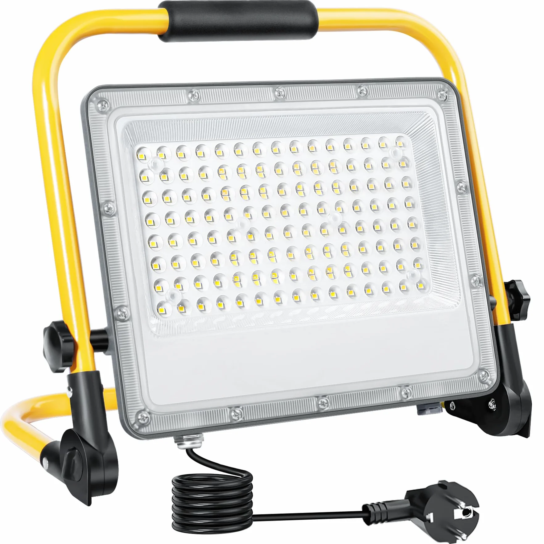 Lampa Robocza LED 150W 15000 Lumenów 6500K Zimna Biel IP66 Wodoodporna ze Stojakiem Kabel 2m – Plac Budowy, Remont Domu, Oświetlenie Płyty G-K