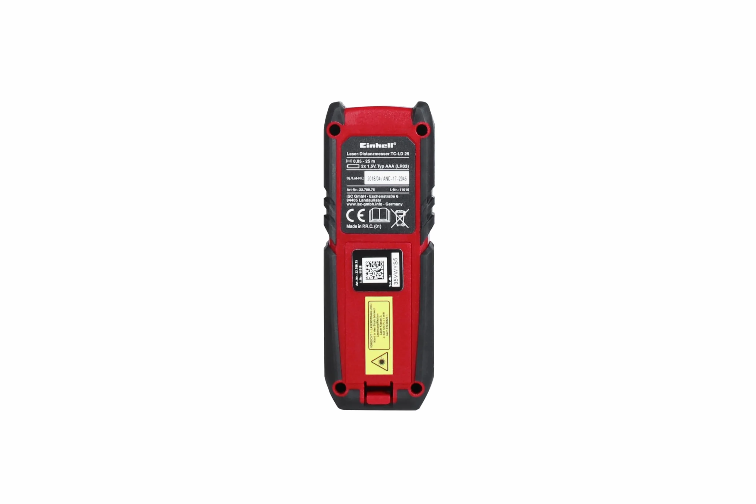 Einhell dalmierz laserowy TC-LD 25 (do 25 m, odniesienie pomiarowe przednia lub tylna krawędź, pomiar stały, automatyczne wyłączanie, funkcja bezpieczeństwa, w zestawie torba)