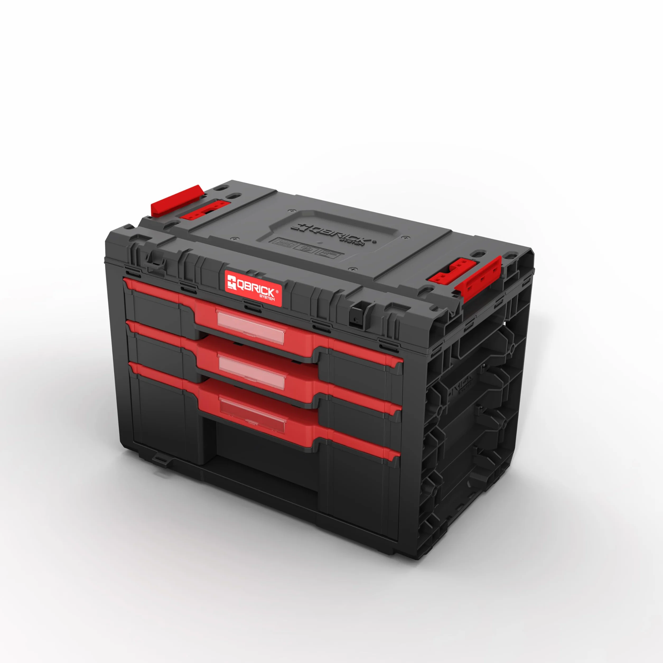 Qbrick System Skrzynka narzędziowa sortownik pusta - 3 szuflady - skrzynka narzędziowa - 542 x 335 x 369 mm czarna