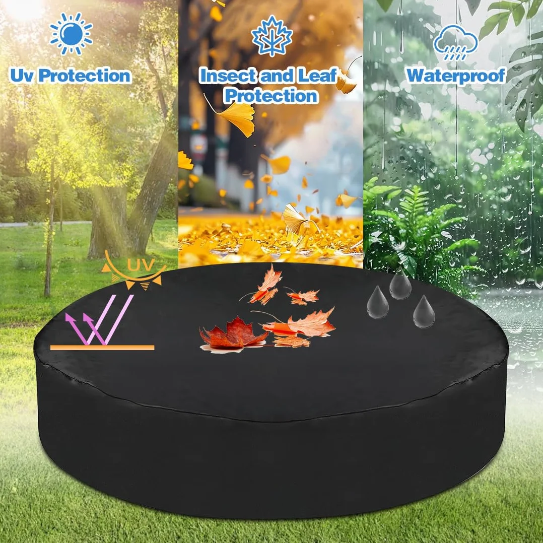 Yuragim Okrągły pokrowiec na basen 160 cm, 160 x 30 cm, ze sznurkiem ściągającym, 210D Oxford, odporna na działanie promieni UV i rozerwanie, odporna na działanie promieni UV