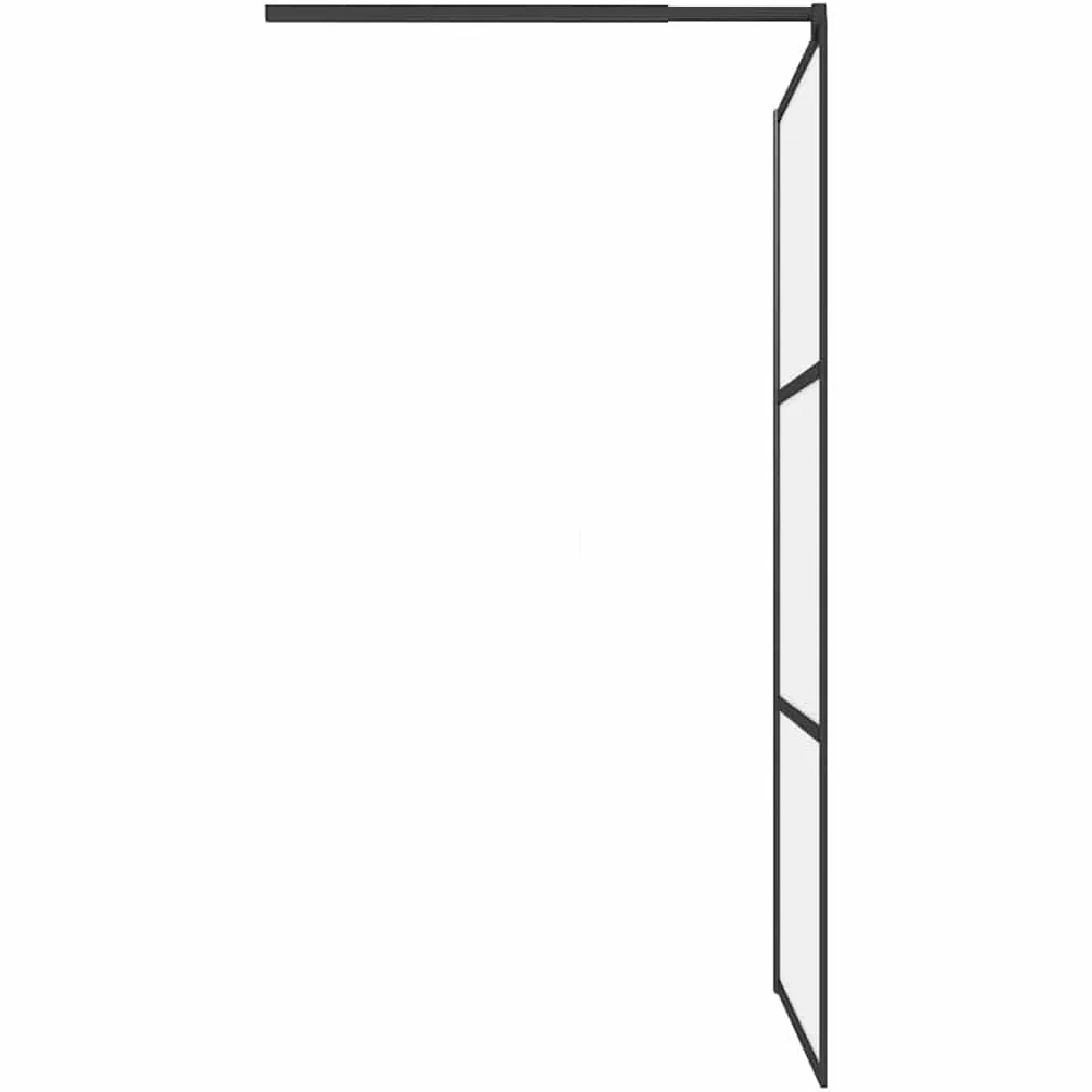 Ścianka prysznicowa Walk-In 100 x 195 cm, matowe szkło bezpieczne ESG, czarna, 5 mm, rama aluminiowa, regulowany profil i drążek podporowy, ochrona przed pryskaniem do kabiny prysznicowej