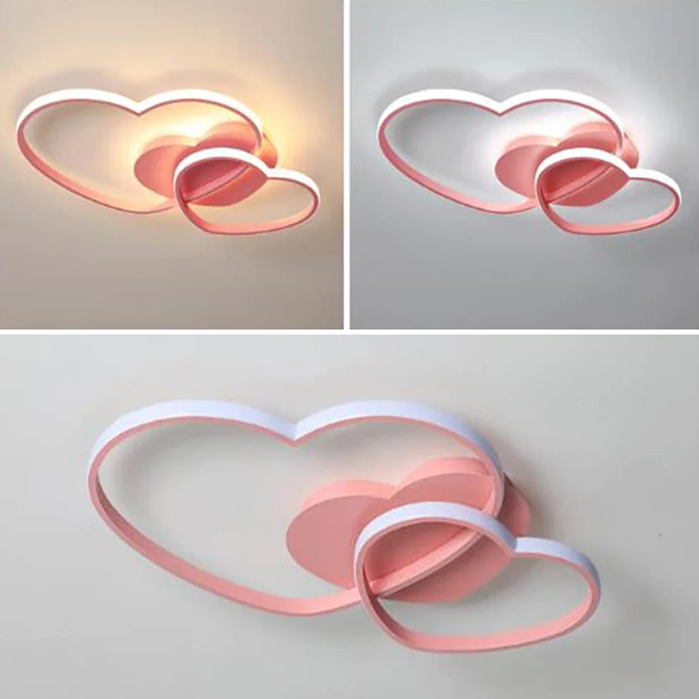 Lampa Sufitowa LED Nowoczesna Lampa Dziecięca Kształcie Serca Pokoju Dziecięcego Możliwość Przyciemniania Pomocą Pilota Sypialnia Chłopcy Dziewczęta Lampa Wisząca Do Salonu Wewnętrzny,Pink