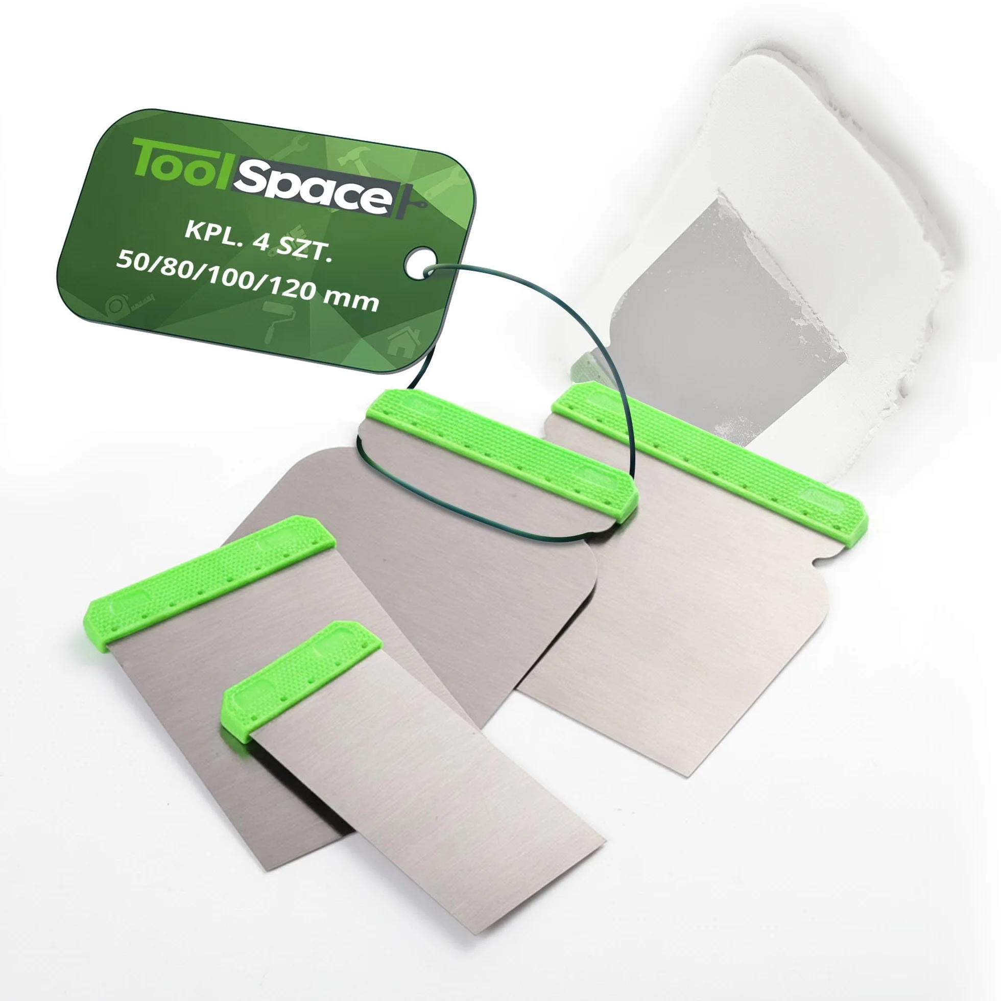 ToolSpace Szpachelka Japońska Elastyczna Zestaw 4 Sztuki Stal Nierdzewna 50 80 100 120 Mm Do Gładzi Szpachlowania Wykończenia Ścian 150 200 Mm Profesjonalny Komplet
