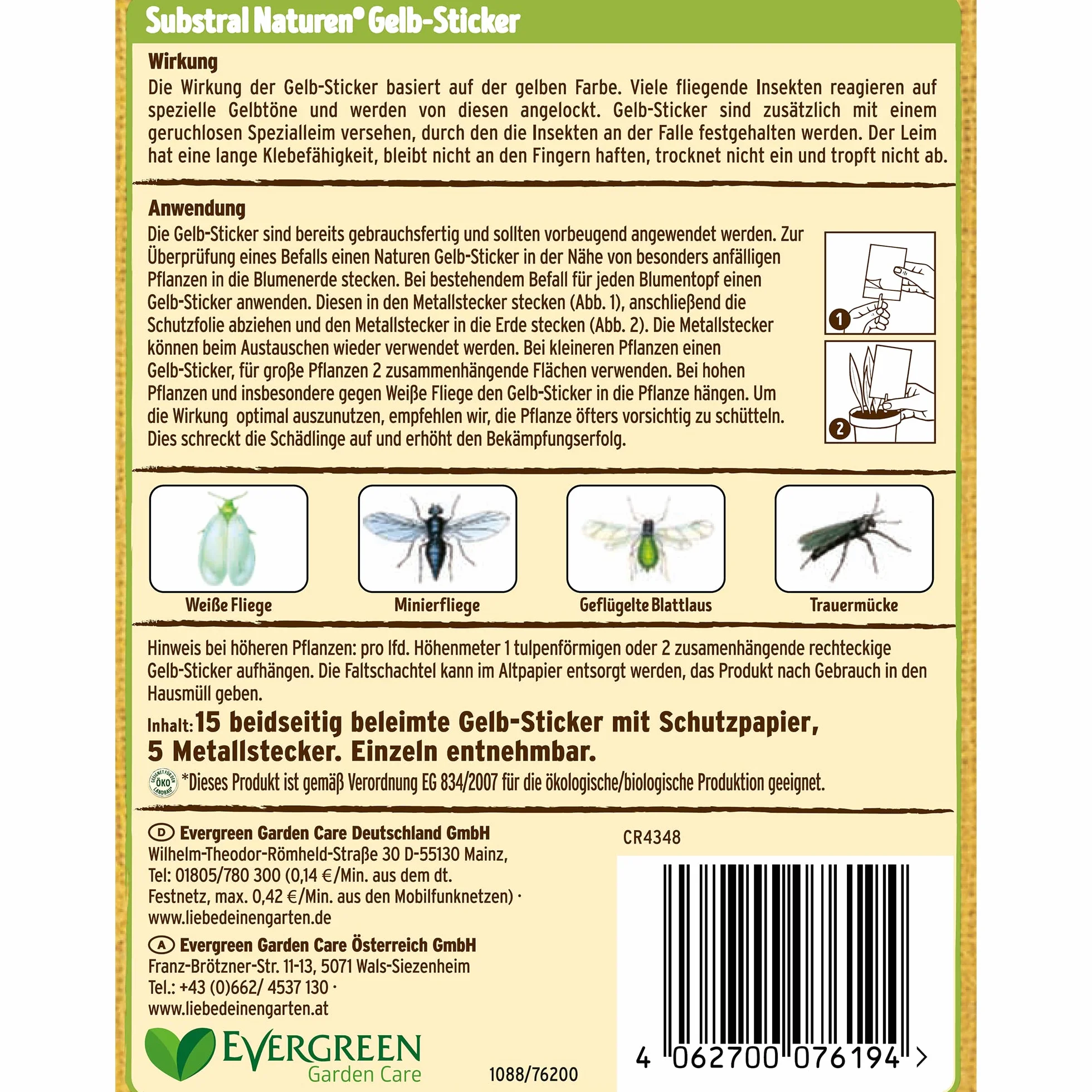 Substral 7620 Naturen Bio Pułapki Na Klej Do Ochrony Roślin, Zestaw 15 Sztuk