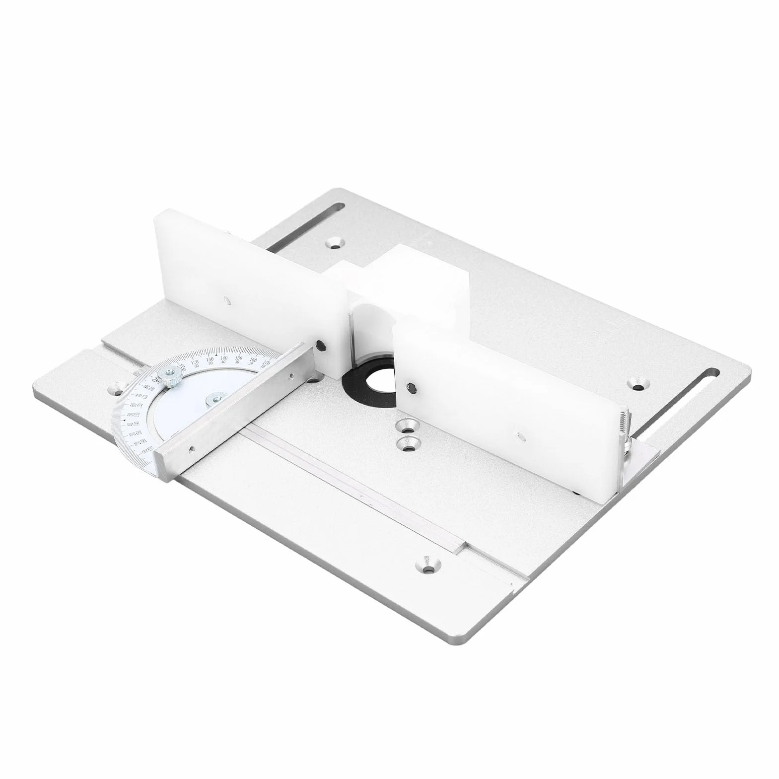 Płyta Stołowa Frezarki ze Aluminium, ławki do Drewna Frezarka do Drewna Płyta Obrotowa z prowadnicą ukośną,Frezarka do Drewna Maszyna do Przycinania Flip Board Narzędzie Pomocnicze (Srebro)