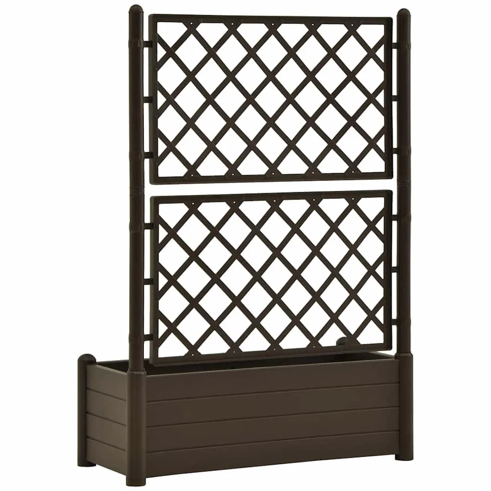 vidaXL Skrzynia na rośliny z trejażem 100x43x142 cm PP mokka