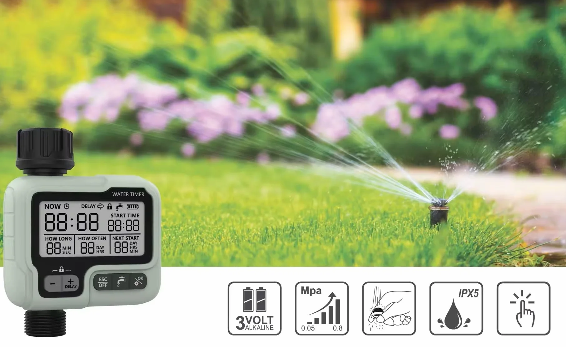 Programator automatycznego nawadniania 1/2"-3/4" cyfrowy timer LCD blokada dzieci