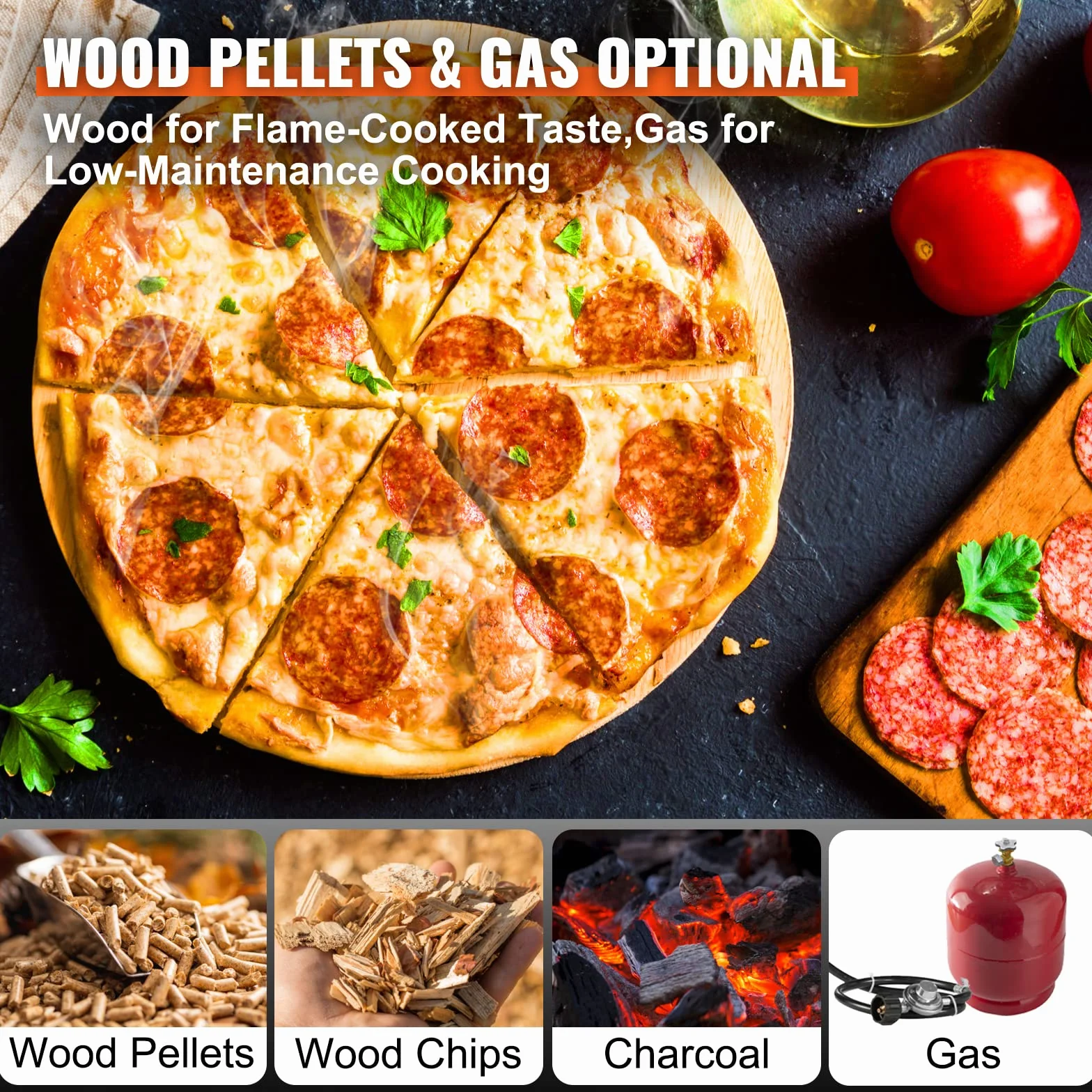 VEVOR Przenośny piec do pizzy gazowy 304,8 mm stal nierdzewna 540 ℃