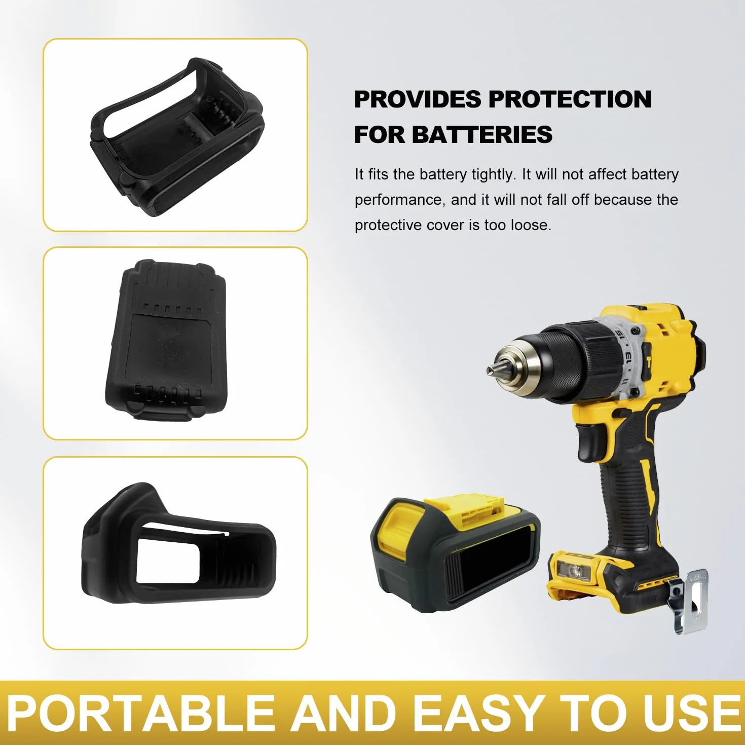 2 szt. silikonowe etui ochronne do baterii dewalt 20 V 4.0, 5.0