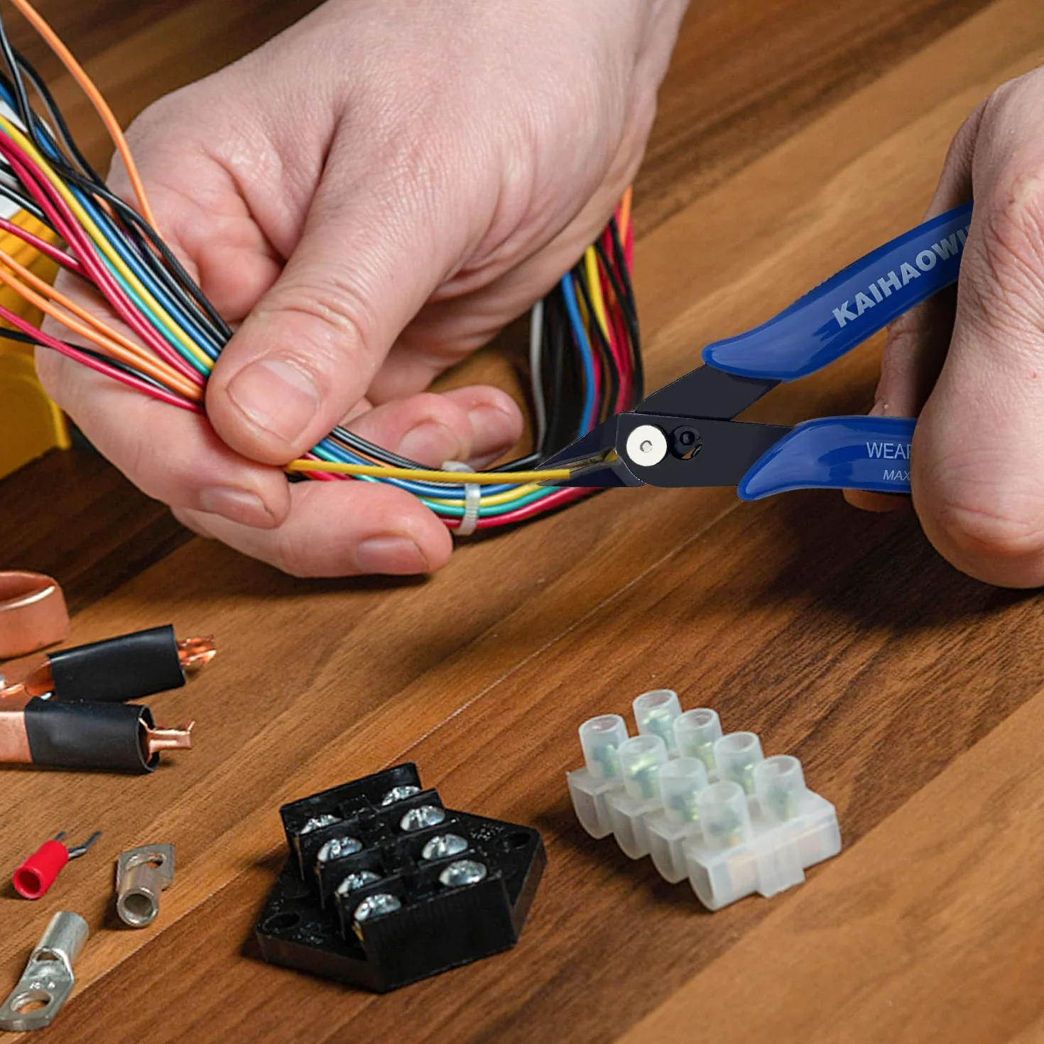 KAIHAOWIN 2 sztuki małych nożyc bocznych, 170 elektronicznych przecinaków do drutu, precyzyjne szczypce krawieckie, mini nożyce do cięcia drutu, do modelarstwa, rzemiosła, Schmmuck, niebieskie