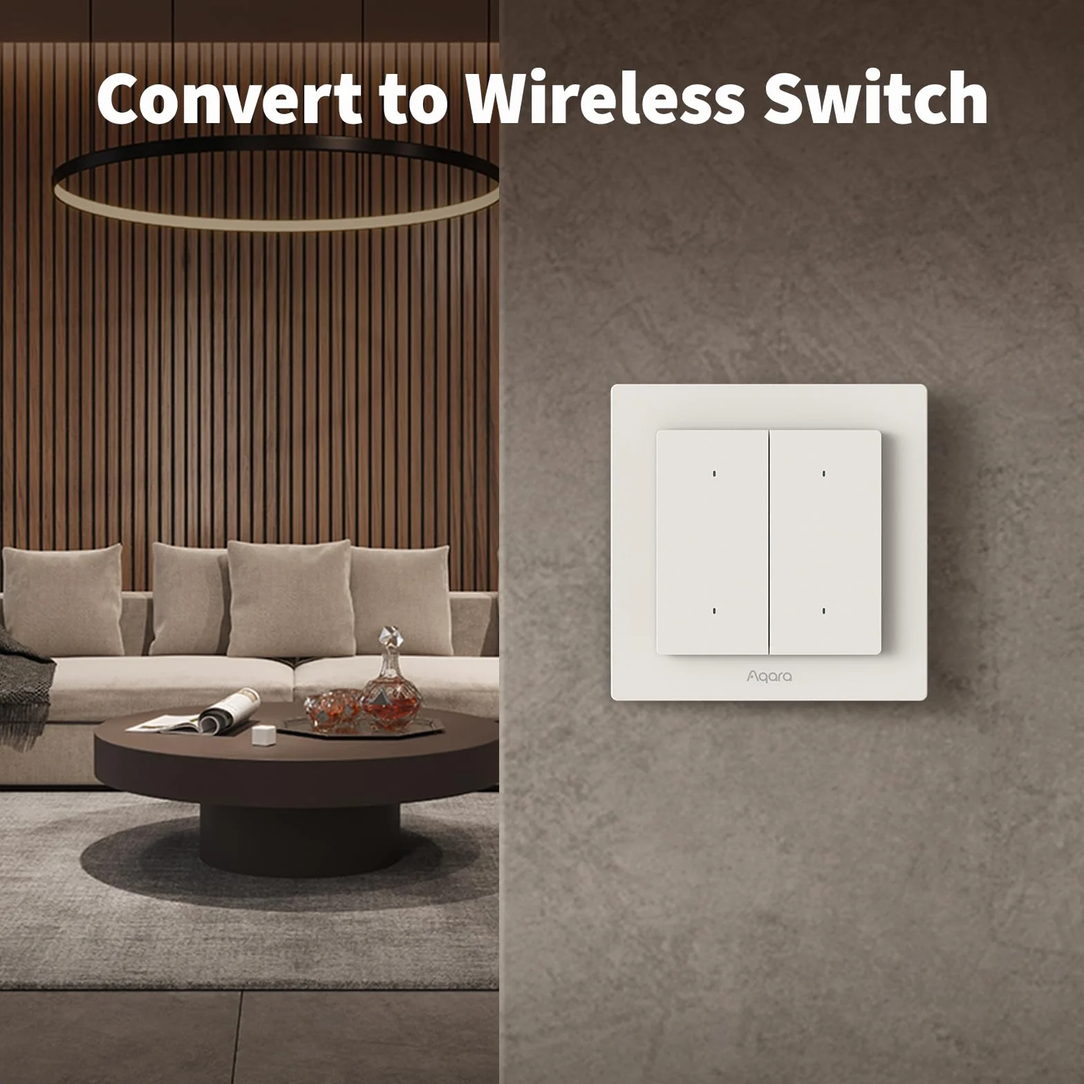 Aqara Włącznika światła H2 EU (2-w-1 Neutralny, 4 Przycisków 2 Kanały), Protokół Thread/Zigbee, Inteligentny Włącznik Ścienny, Wspiera Apple Home, Alexa, Google Home i Home Assistant, Matter