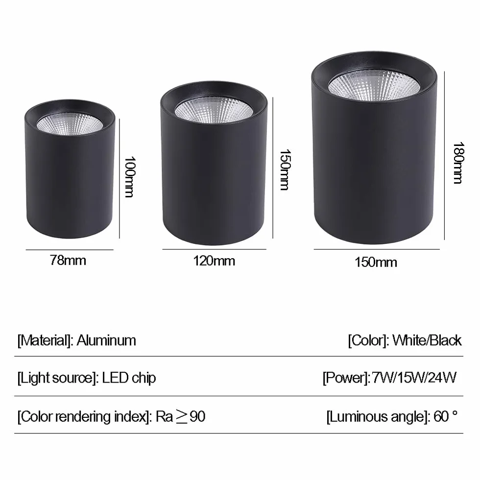Oprawy typu downlight do sufitu Okrągłe oprawy LED typu Downlight 7W 15W 24W Sufitowe lampy punktowe LED AC90 260V Lampa LED Oświetlenie wewnętrzne Proste