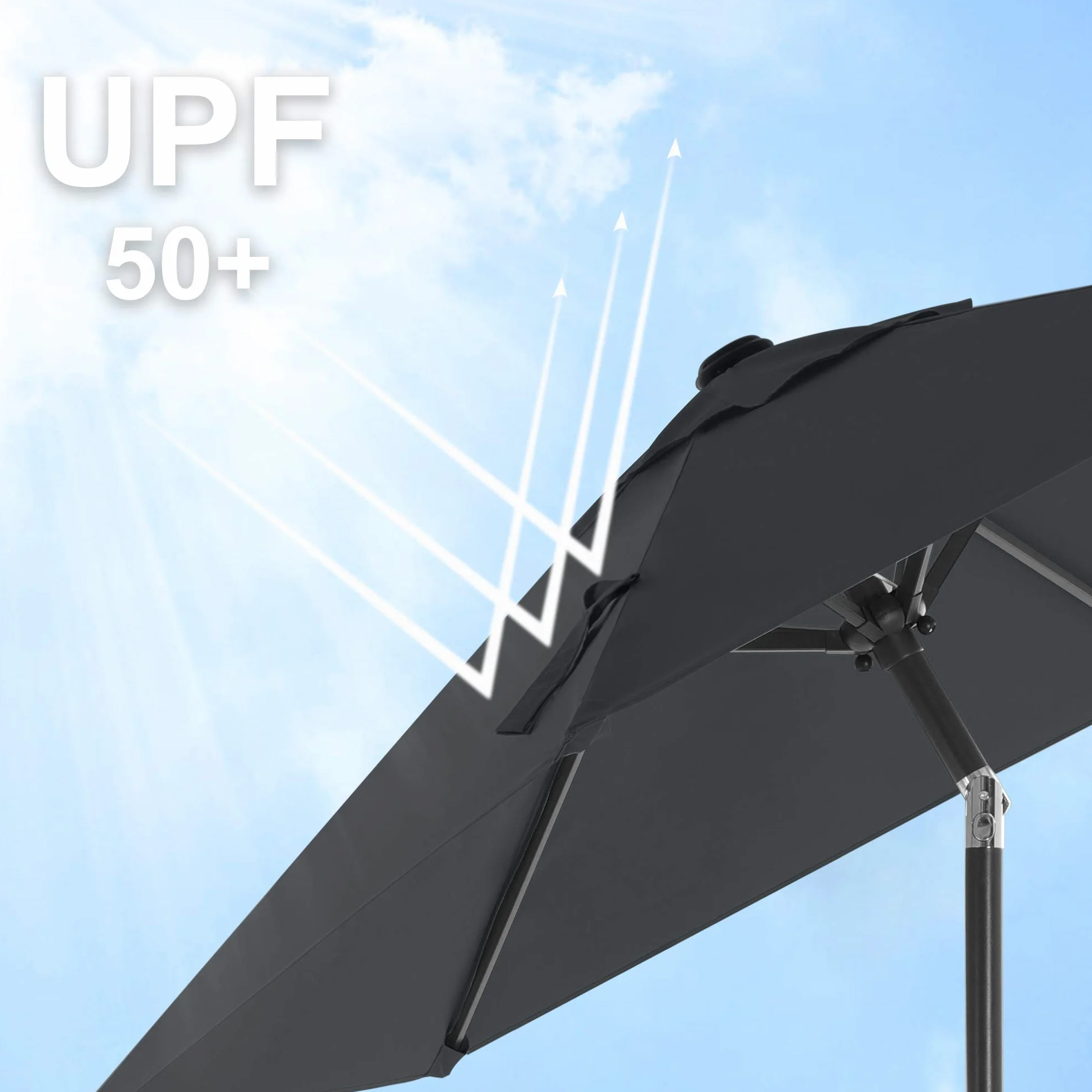 SONGMICS Parasol ogrodowy 2,1 m UPF 50+ nachylenie 30° uchwyt korbowy