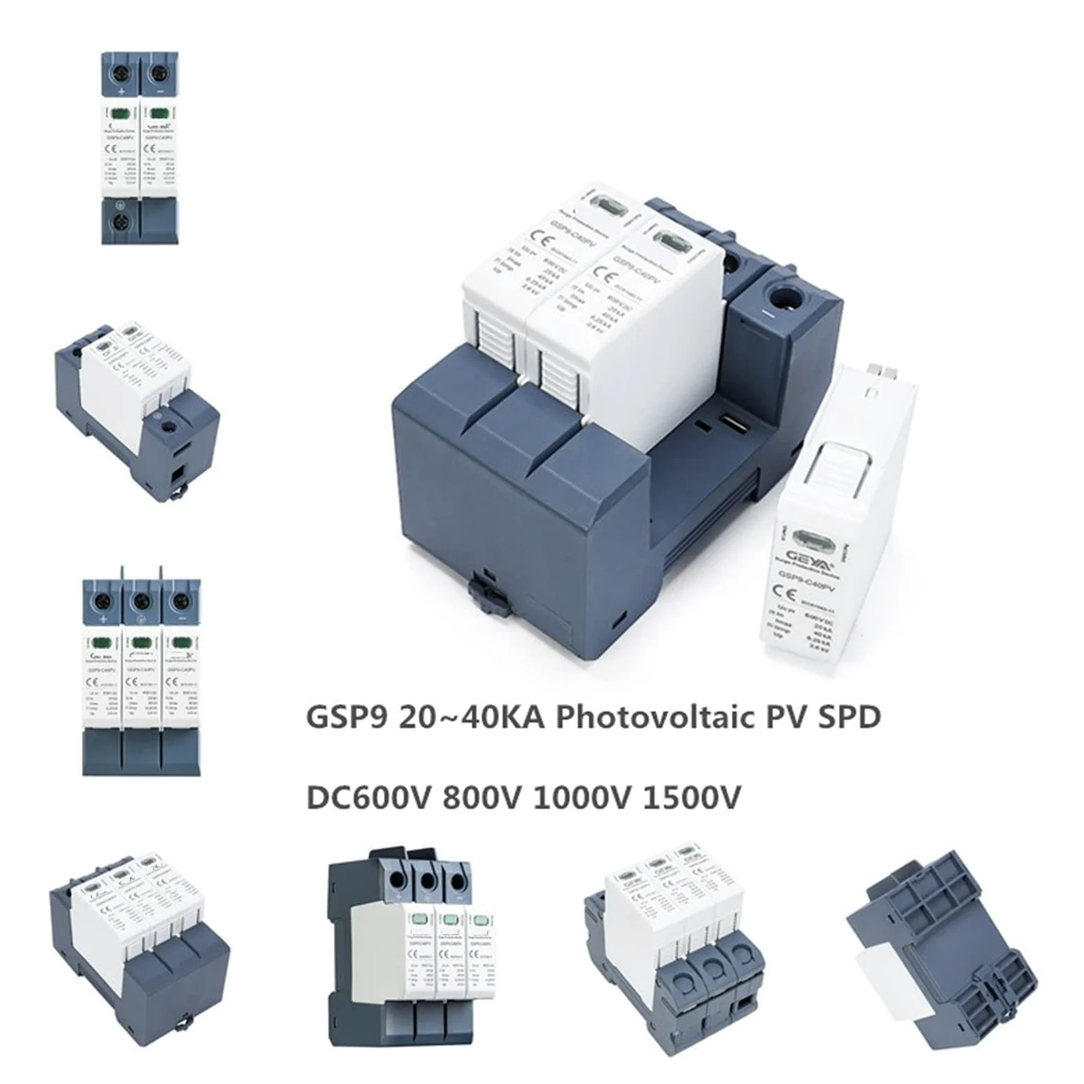GSP9 2P Solar PV szyna niskiego napięcia DC 600 V 1000 V 20KA-40KA ogranicznik przepięć ochrona odgromowa DC 1 szt. (rozmiar: 2P 600VDC)