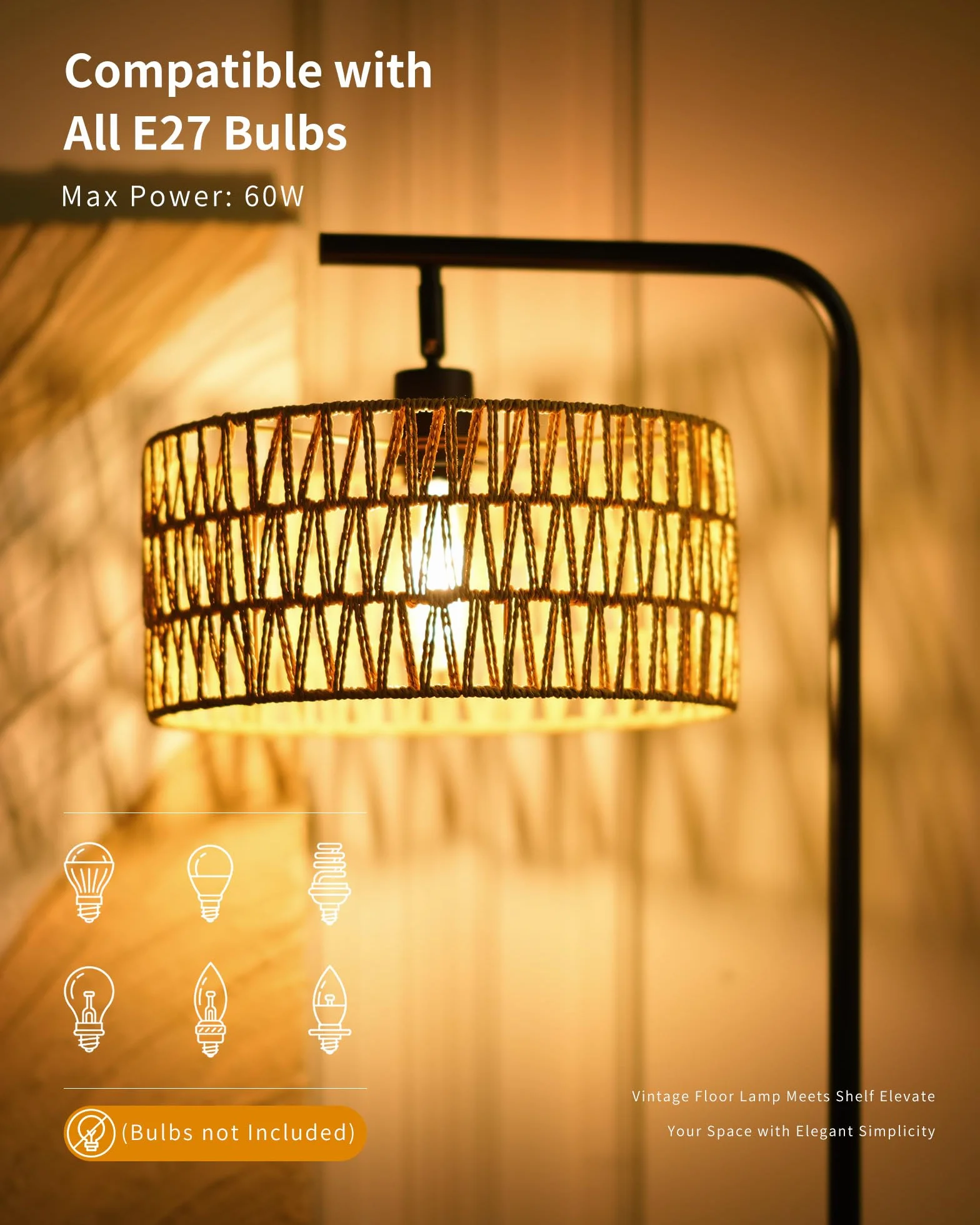 Lampa podłogowa z podwójnym kloszem, regulowane kąty światła do salonu, sypialni i biura, bez żarówki
