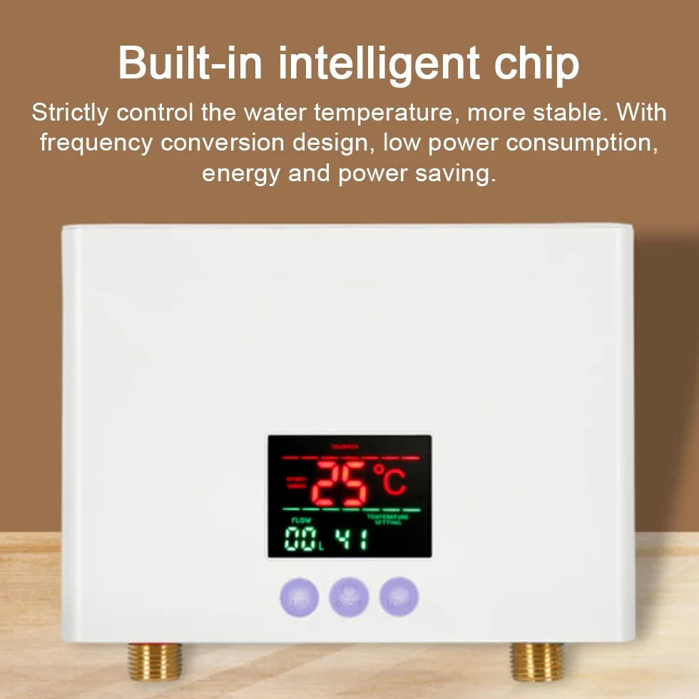 Podgrzewacz wody 3KW Bezzbiornikowy mini ścienny elektryczny podgrzewacz wody z wyświetlaczem LED 3-stopniowa regulacja temperatury Pilot do domowej kuchni łazienki