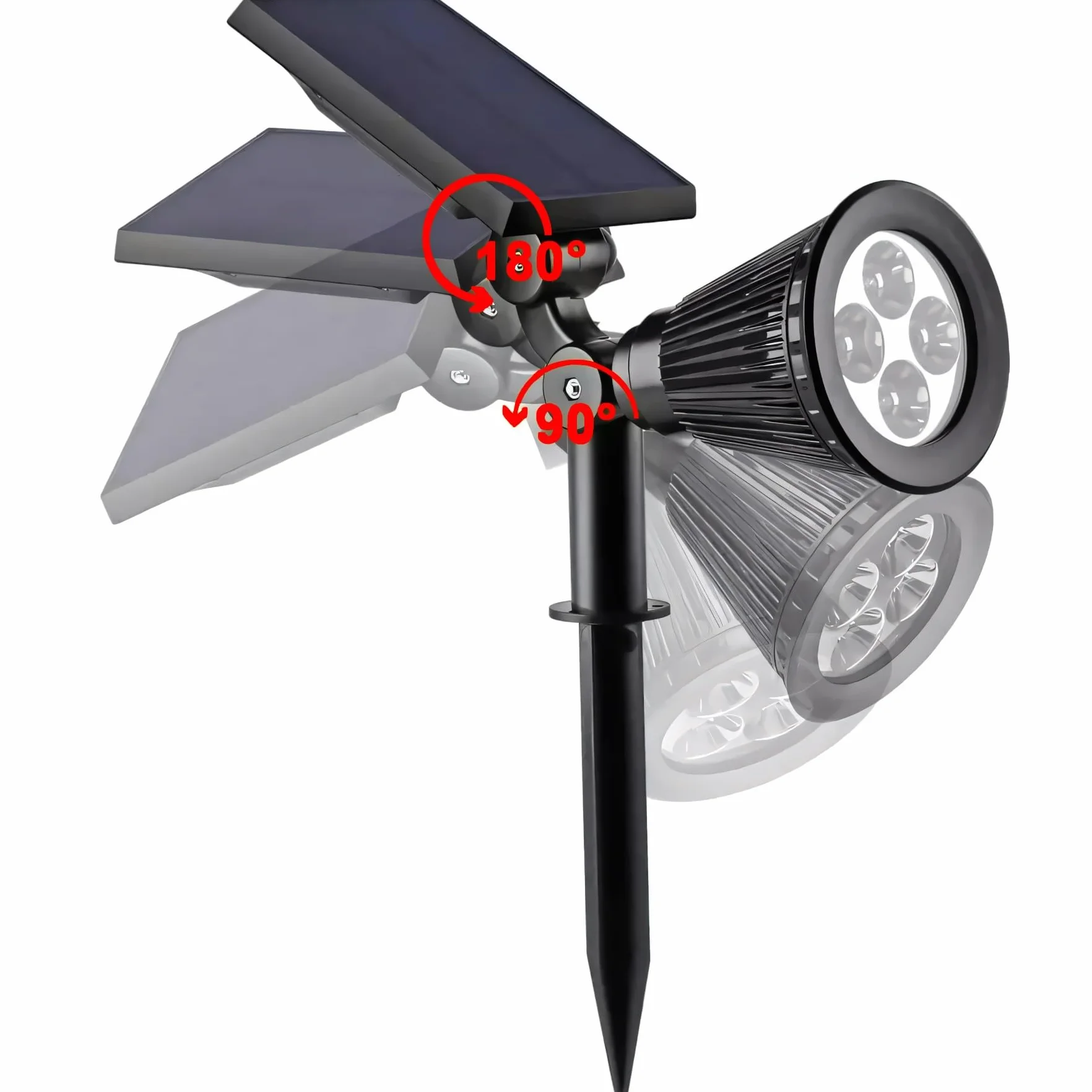 Retoo Lampa Solarna z Czujnikiem Zmierzu, 4x LED z 3 trybami jasności, Zimna Barwa Swiatła 6500K, Super Jasna, Wodoszczelna, Zewnętrzna lampa ogrodowa