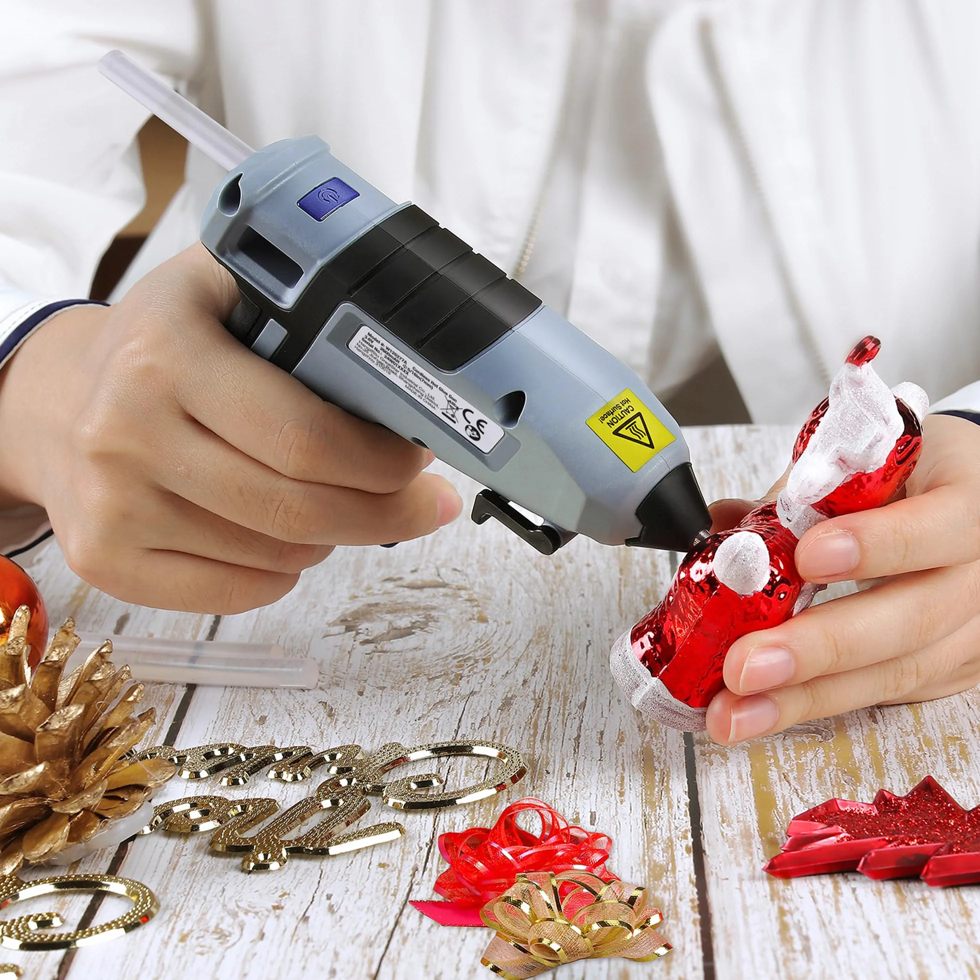 WORKPRO Akumulatorowy pistolet do klejenia na gorąco 3,6 V, 20 sztyftów kleju, elektryczny pistolet do klejenia, automatyczne wyłączanie, szybkie nagrzewanie