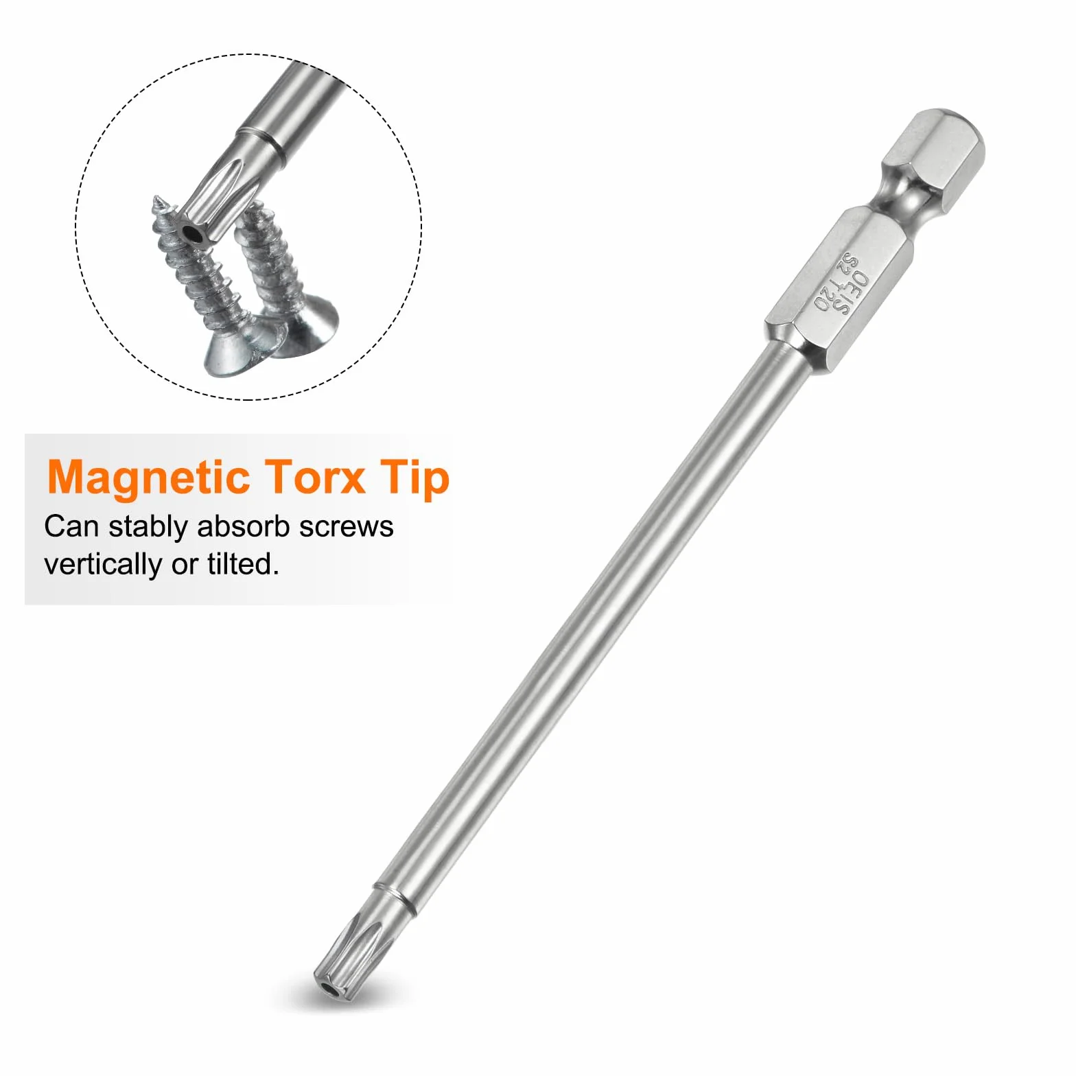 QUARKZMAN T20 Bezpieczeństwo Torx Bit 1/4" Sześciokątny 4" długi stalowy S2 Magnetyczny Przeciw manipulacji Star Bity Wkrętak Torx z otworem do usuwania śrub Mocowanie
