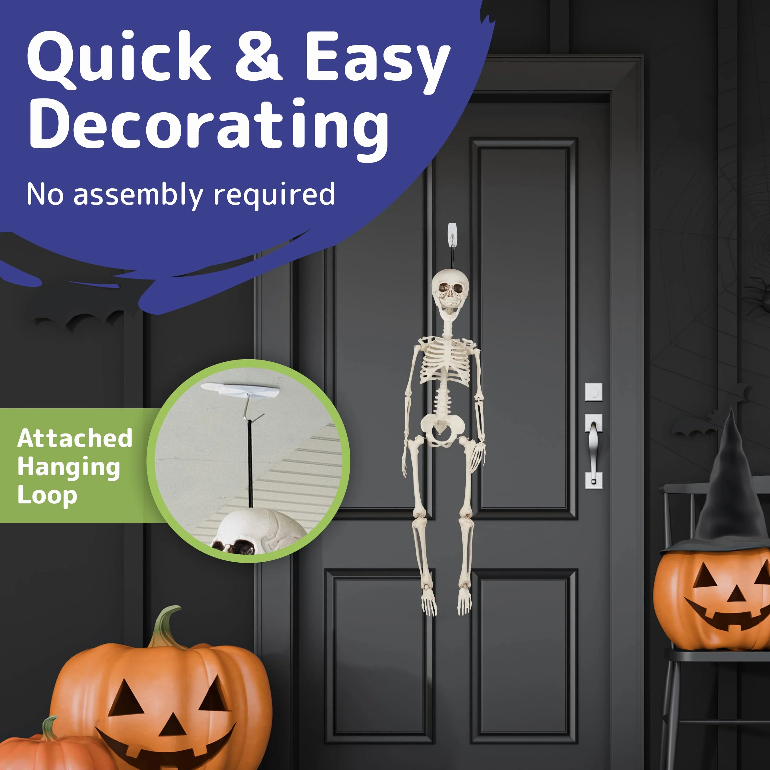 Prextex Szkielet na Halloween 76 cm z ruchomymi przegubami dekoracja
