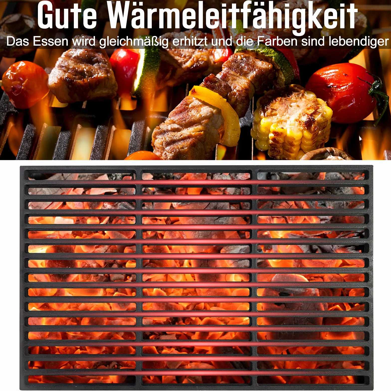 Żeliwny ruszt do grillowania prostokątny emaliowany 60 x 40 cm