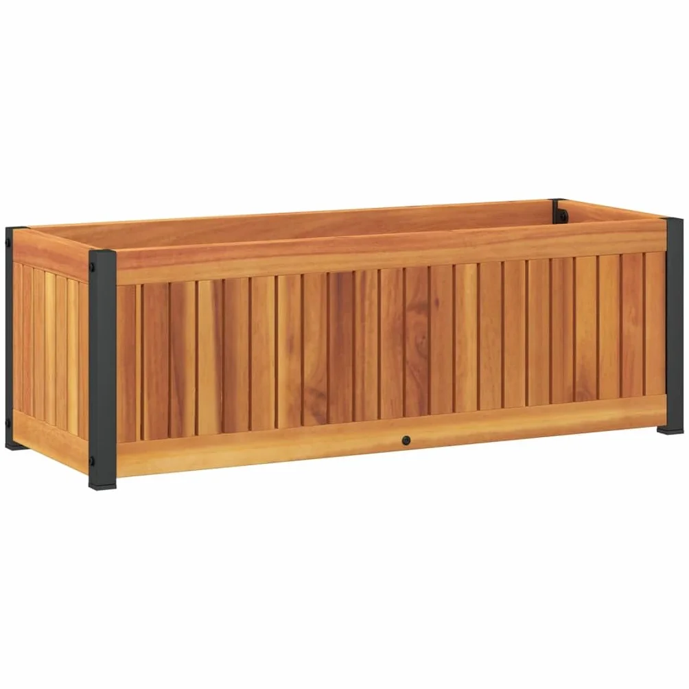 vidaXL Donica ogrodowa, 80x30x27,5 cm, lite drewno akacjowe i stal