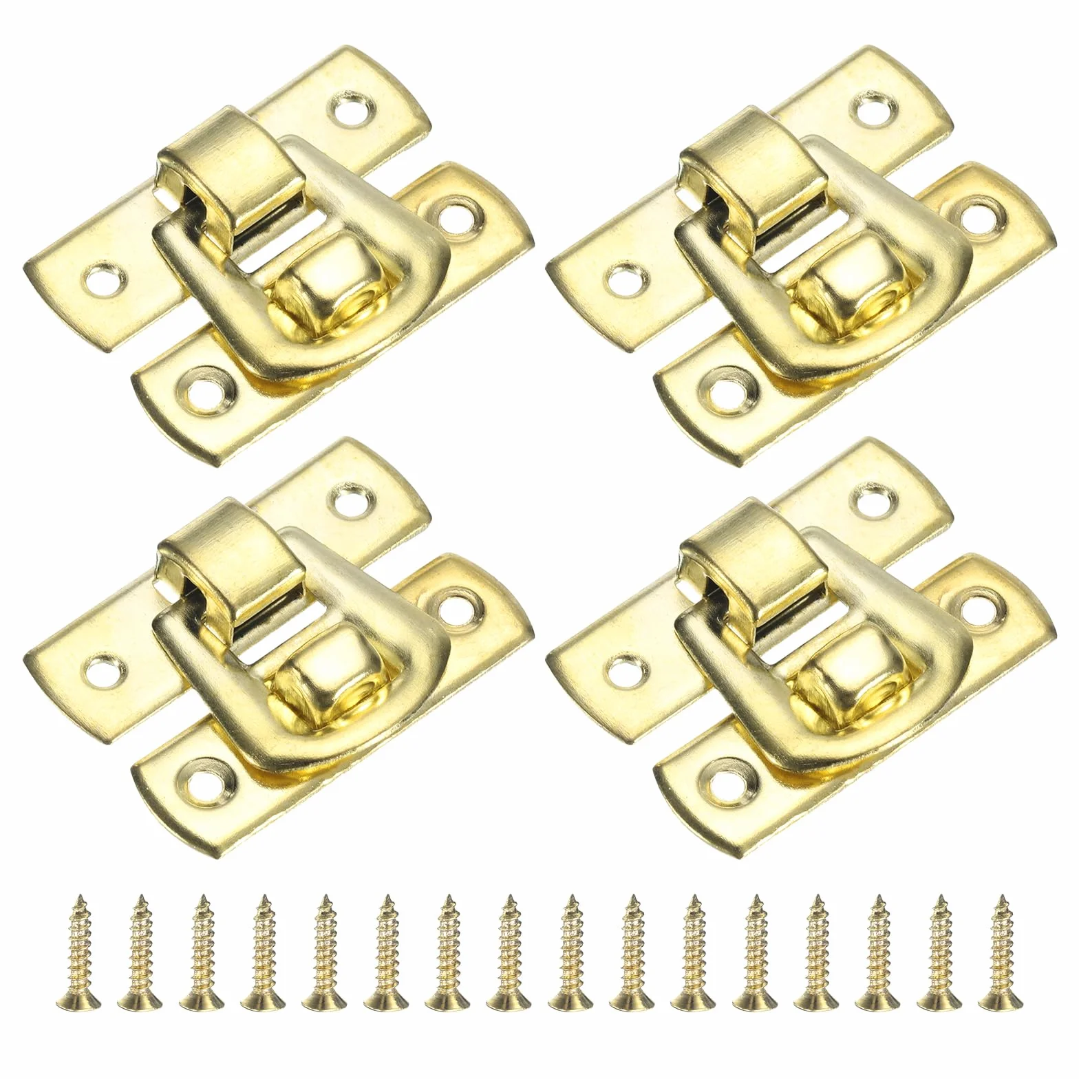 QUARKZMAN 4 szt. Zamknięcie zatrzaskowe zatrzaskowe, 30 x 18 mm dekoracyjne pudełko retro zapięcie na dźwignię metalowa klamra zatrzaskowa śruby do pudełka na biżuterię walizki, złoto